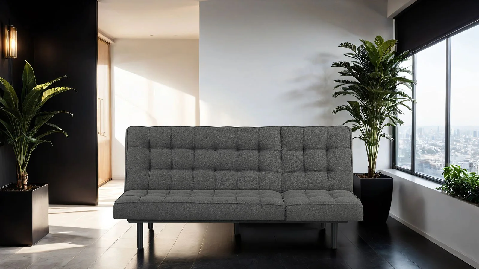 Napervill Futon Sofa, Dark Gray - Image 2