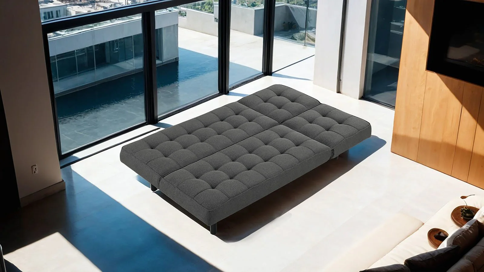 Napervill Futon Sofa, Dark Gray - Image 4