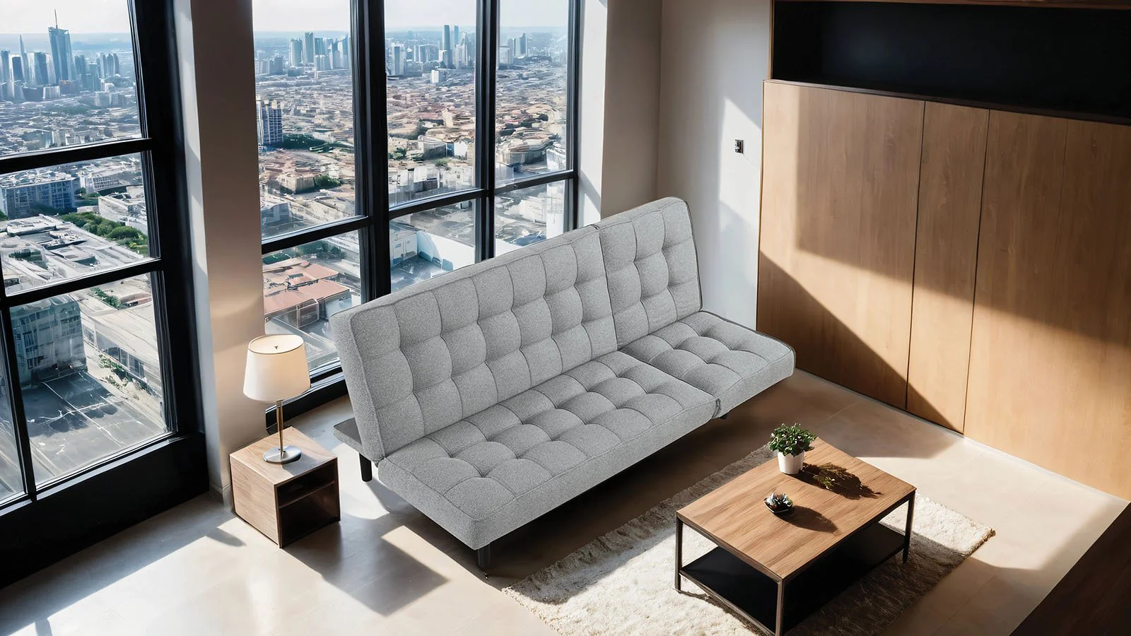 Napervill Futon Sofa, Light Gray - Image 3
