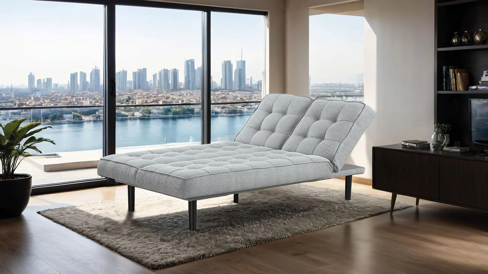 Napervill Futon Sofa, Light Gray - Image 5