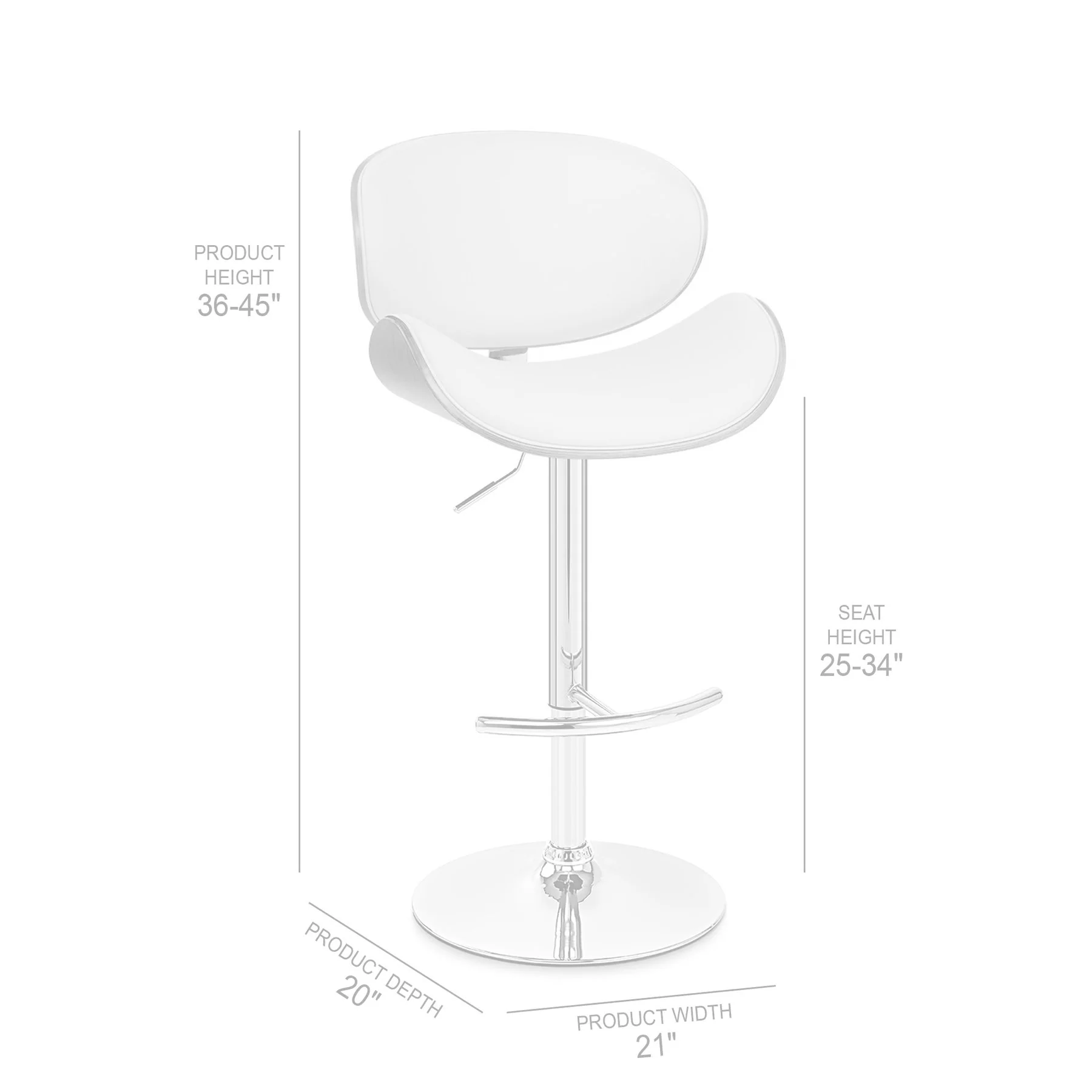 Naples Black Faux Leather Adjustable Height Swivel Walnut Wood and Chrome Base Bar Stool - Image 8