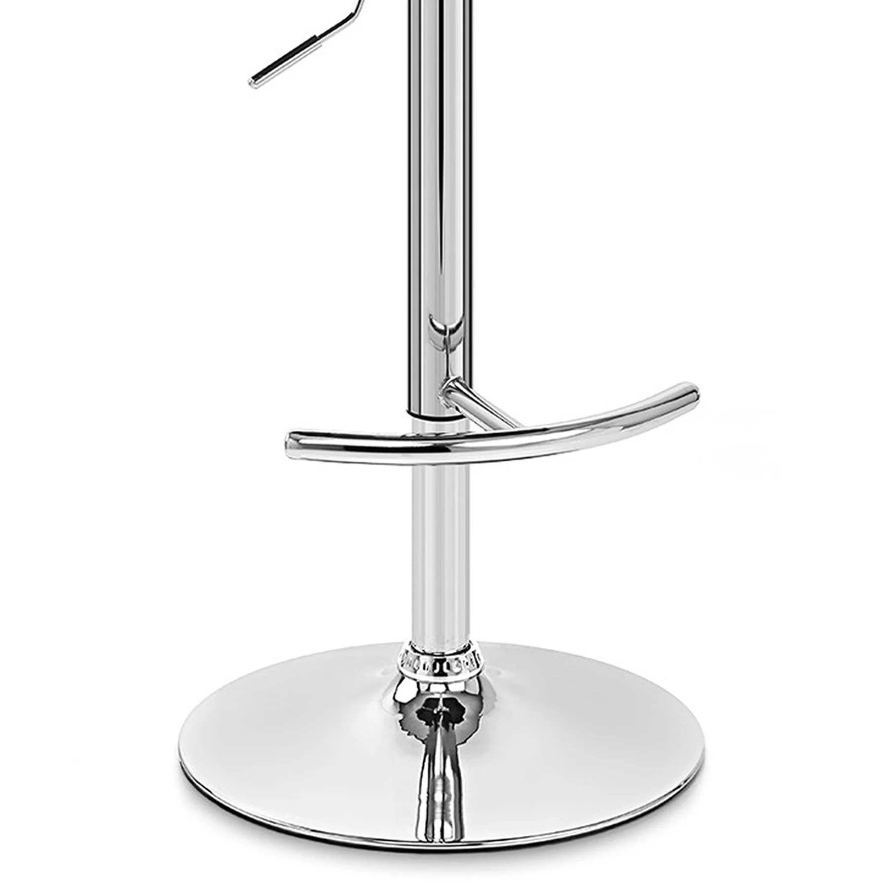 Naples Cream Faux Leather Adjustable Height Swivel Walnut Wood and Chrome Base Bar Stool - Image 6