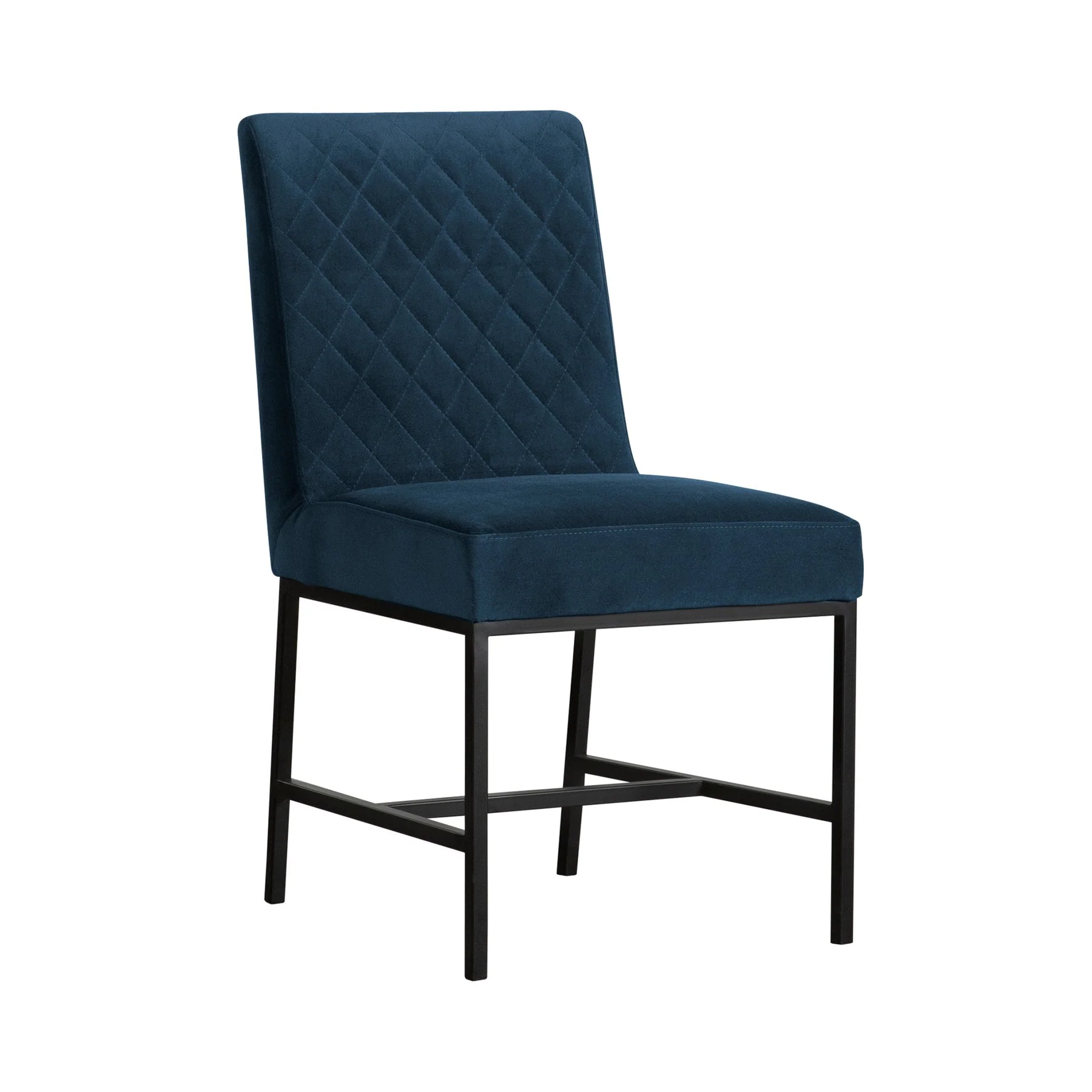 Napoli Blue Velvet and Black Leg Modern Accent Dining Chair- Set of 2 - Image 2