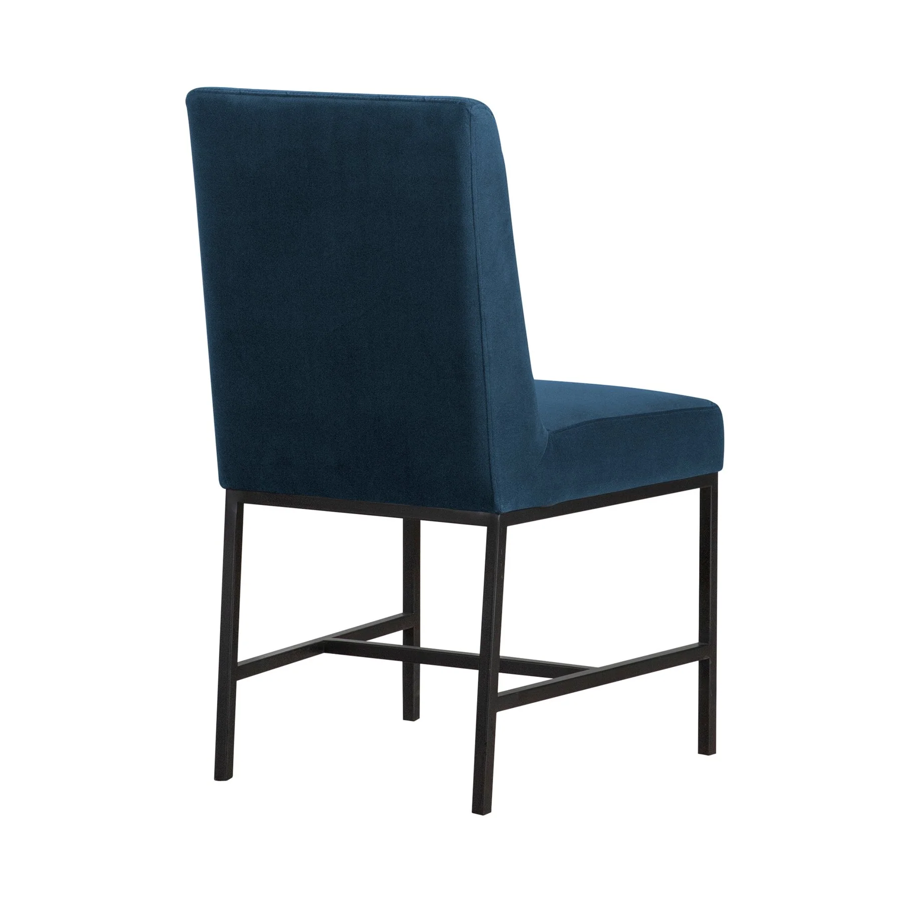 Napoli Blue Velvet and Black Leg Modern Accent Dining Chair- Set of 2 - Image 3