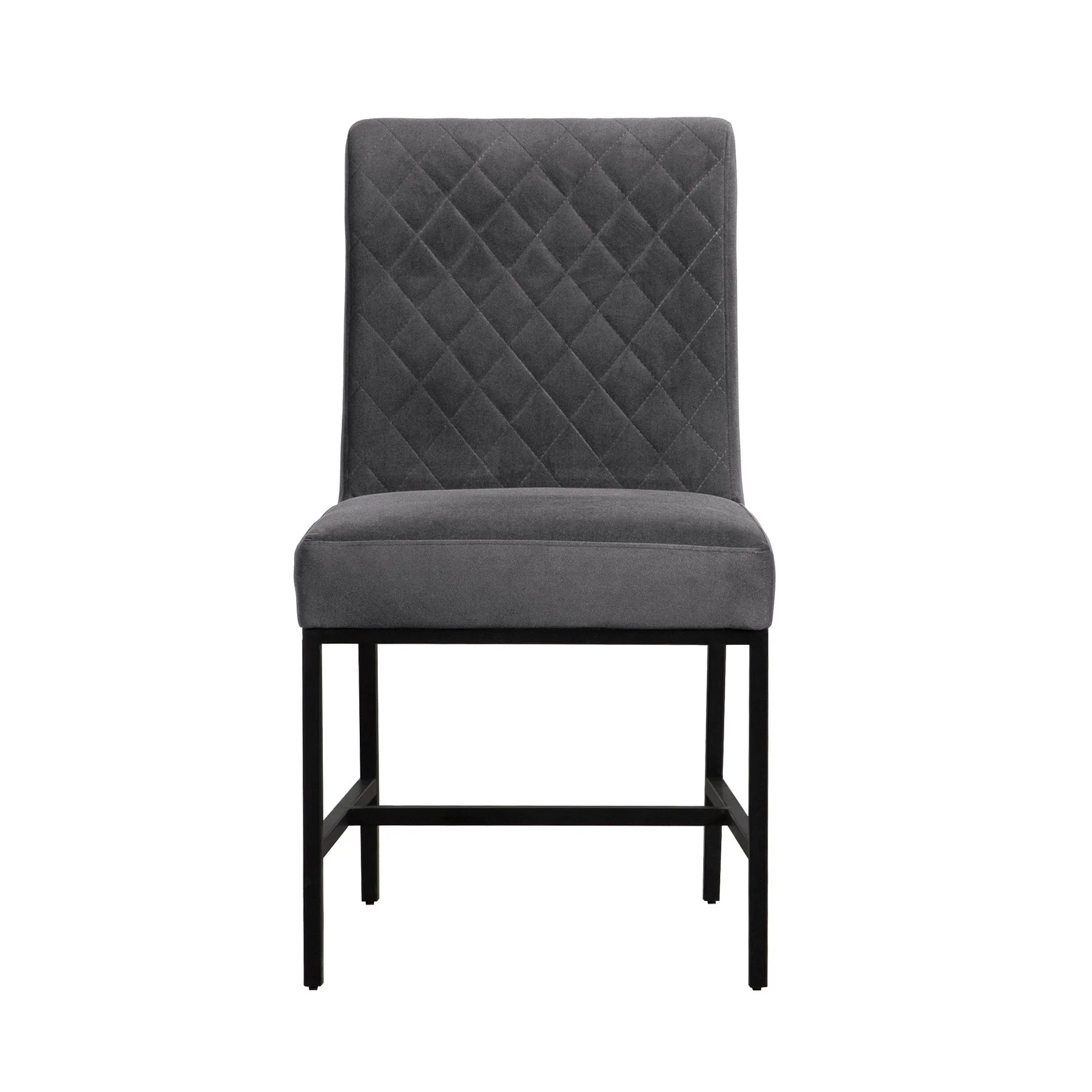 Napoli Gray Velvet and Black Leg Modern Dining Accent Chair-Set of 2 - Image 4