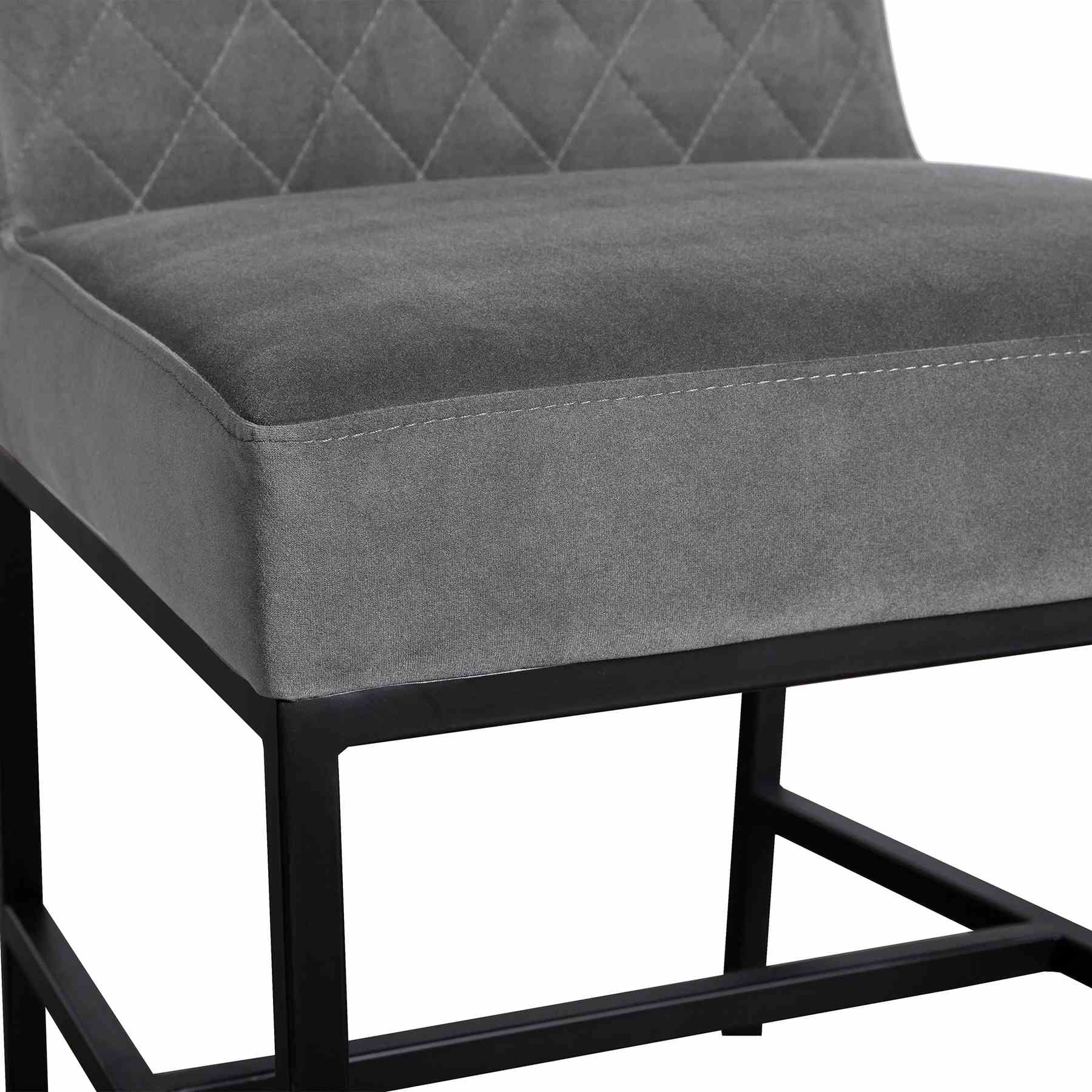 Napoli Gray Velvet and Black Leg Modern Dining Accent Chair-Set of 2 - Image 5