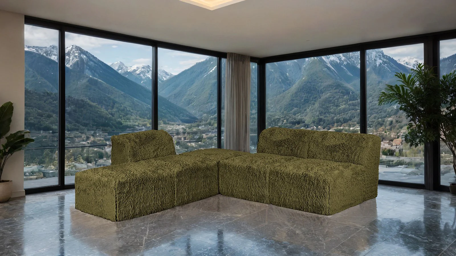 Nappi L-Sectional A, Olive Green - Image 2