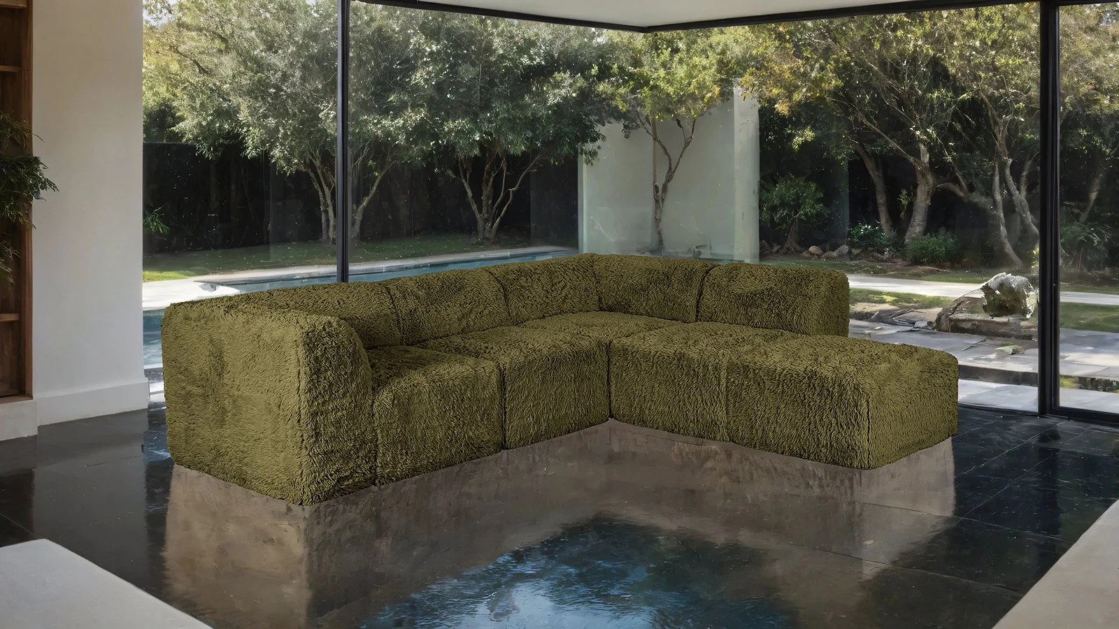 Nappi L-Sectional B, Olive Green - Image 2