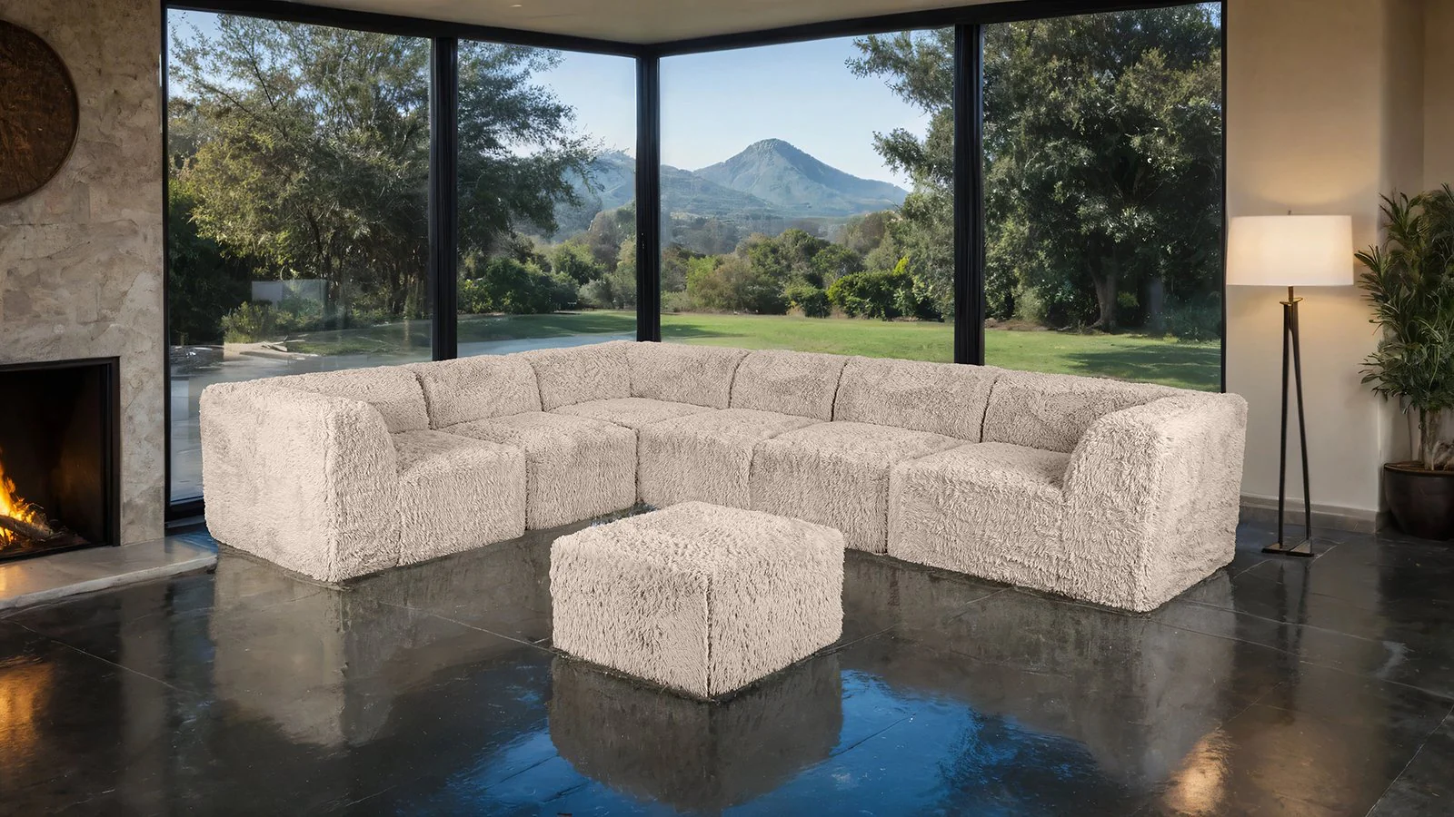 Nappi Large L-Sectional W/ Ottoman, Taupe - Image 2