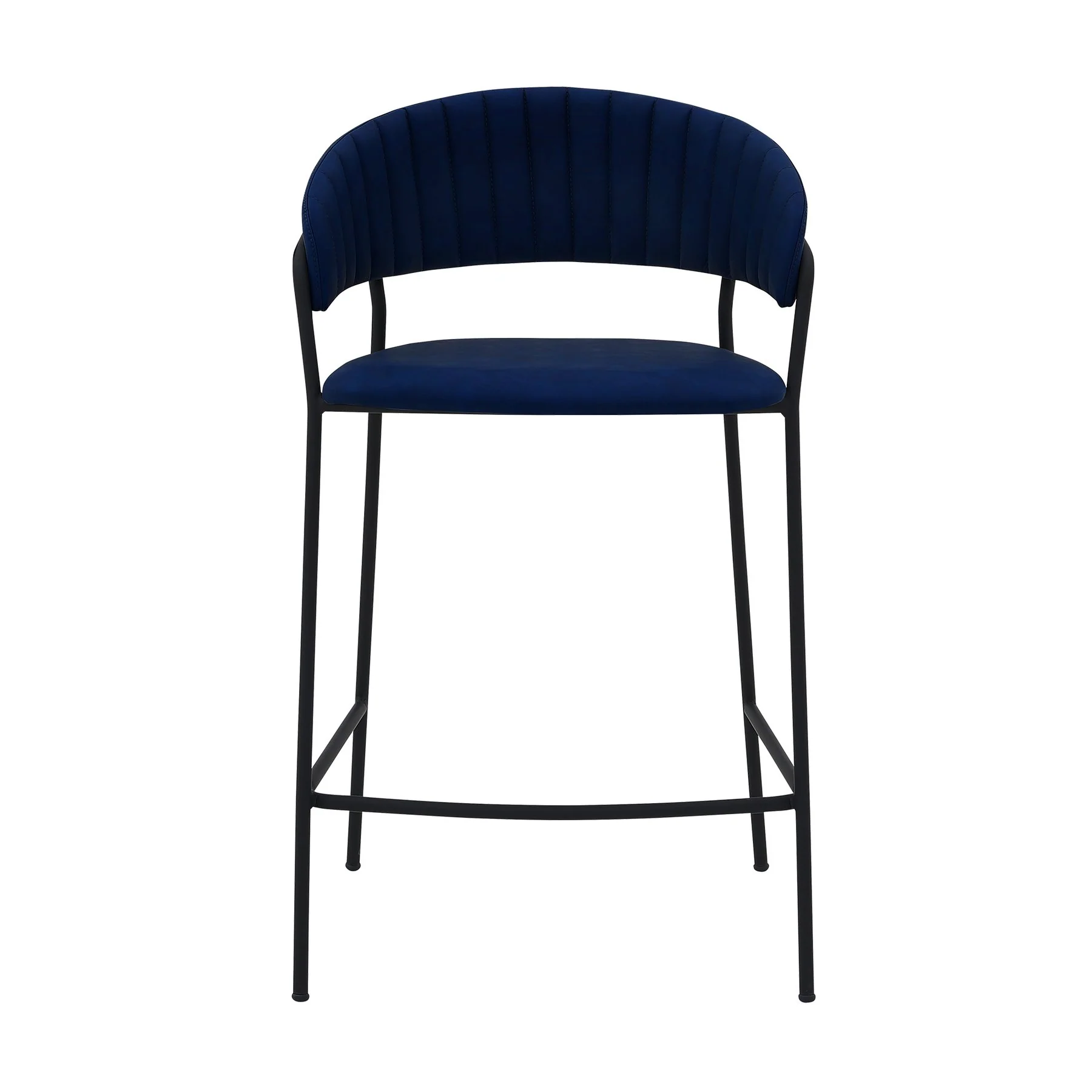 Nara 26" Blue Faux Leather and Metal Counter Height Barstool with Black frame - Image 2
