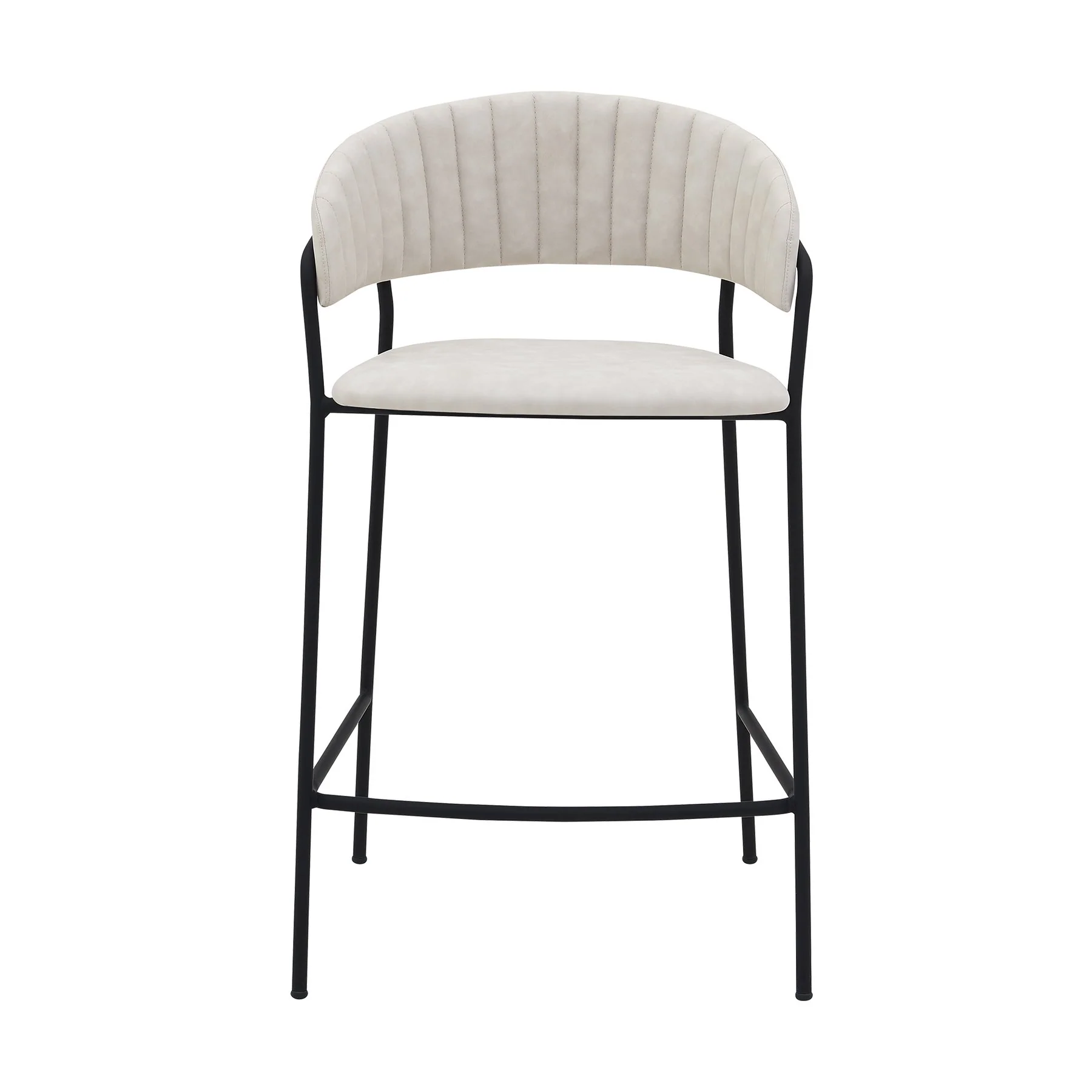 Nara 26" Cream Faux Leather and Metal Counter Height Bar Stool with Black Frame - Image 2