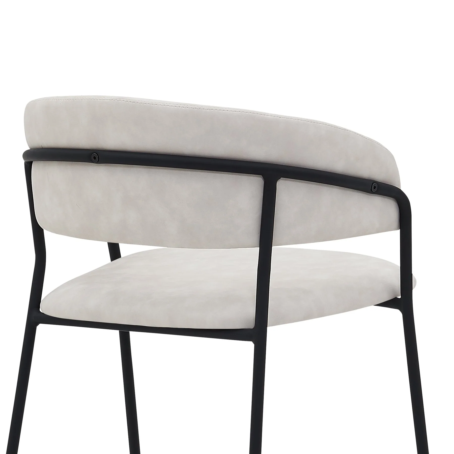 Nara 26" Cream Faux Leather and Metal Counter Height Bar Stool with Black Frame - Image 5