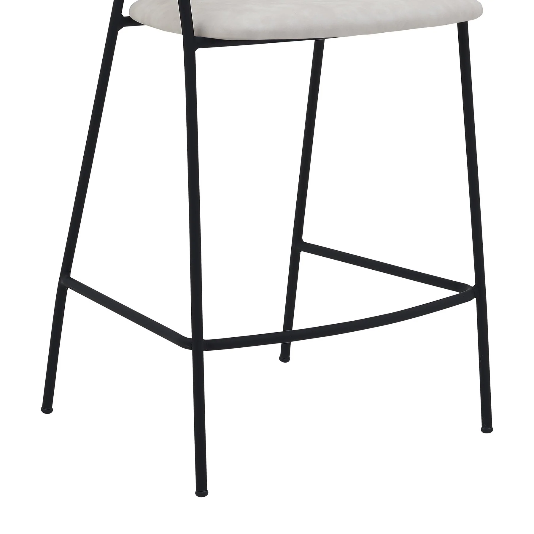 Nara 26" Cream Faux Leather and Metal Counter Height Bar Stool with Black Frame - Image 6