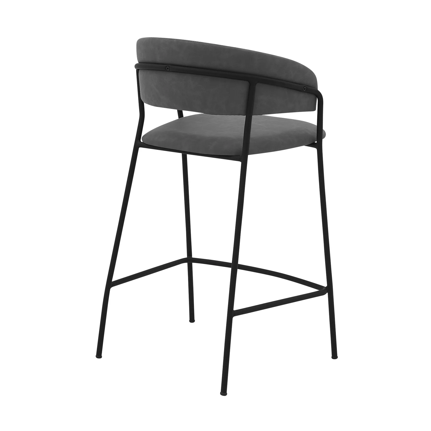 Nara 26" Gray Faux Leather and Metal Counter Height Barstool with Black Frame - Image 3