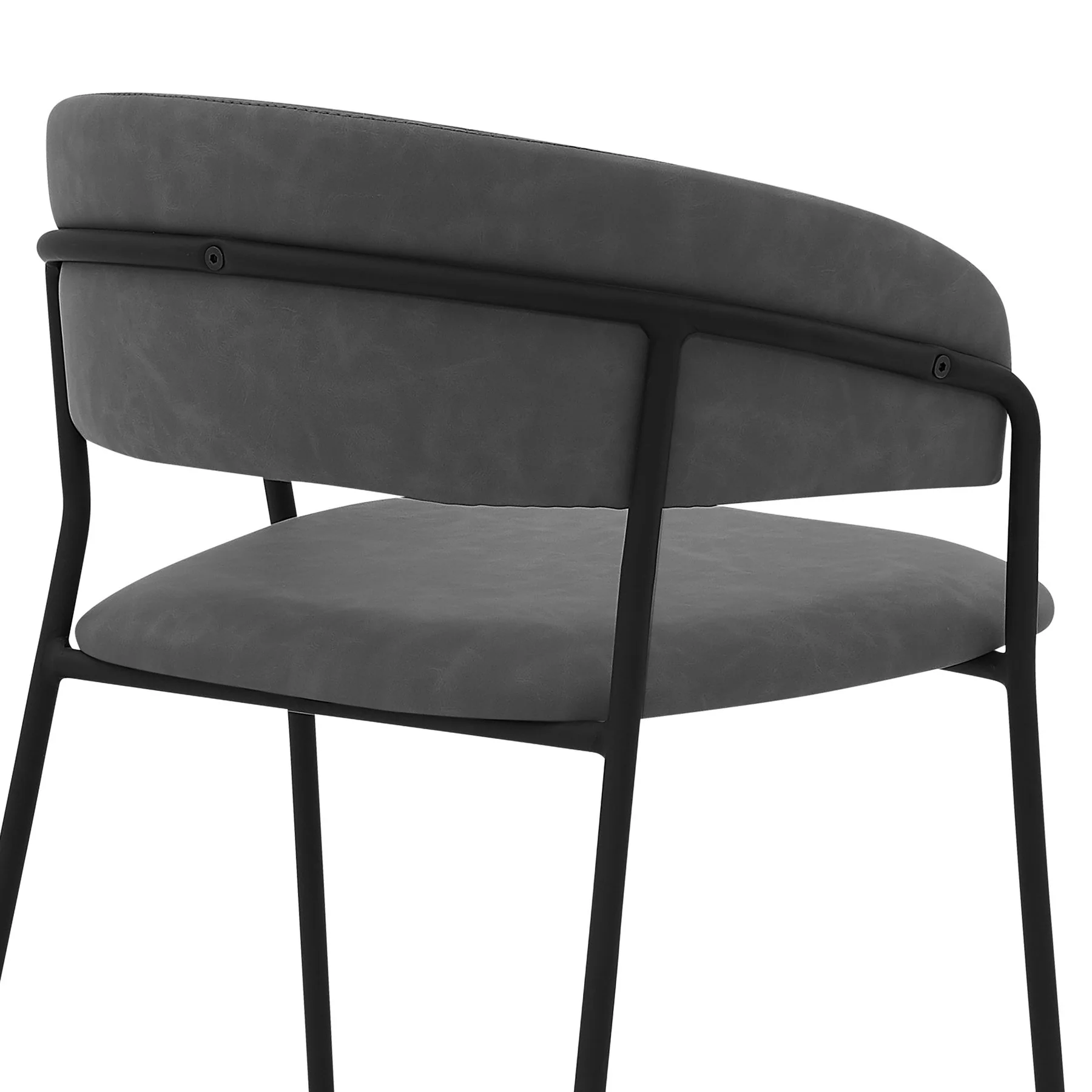 Nara 26" Gray Faux Leather and Metal Counter Height Barstool with Black Frame - Image 5