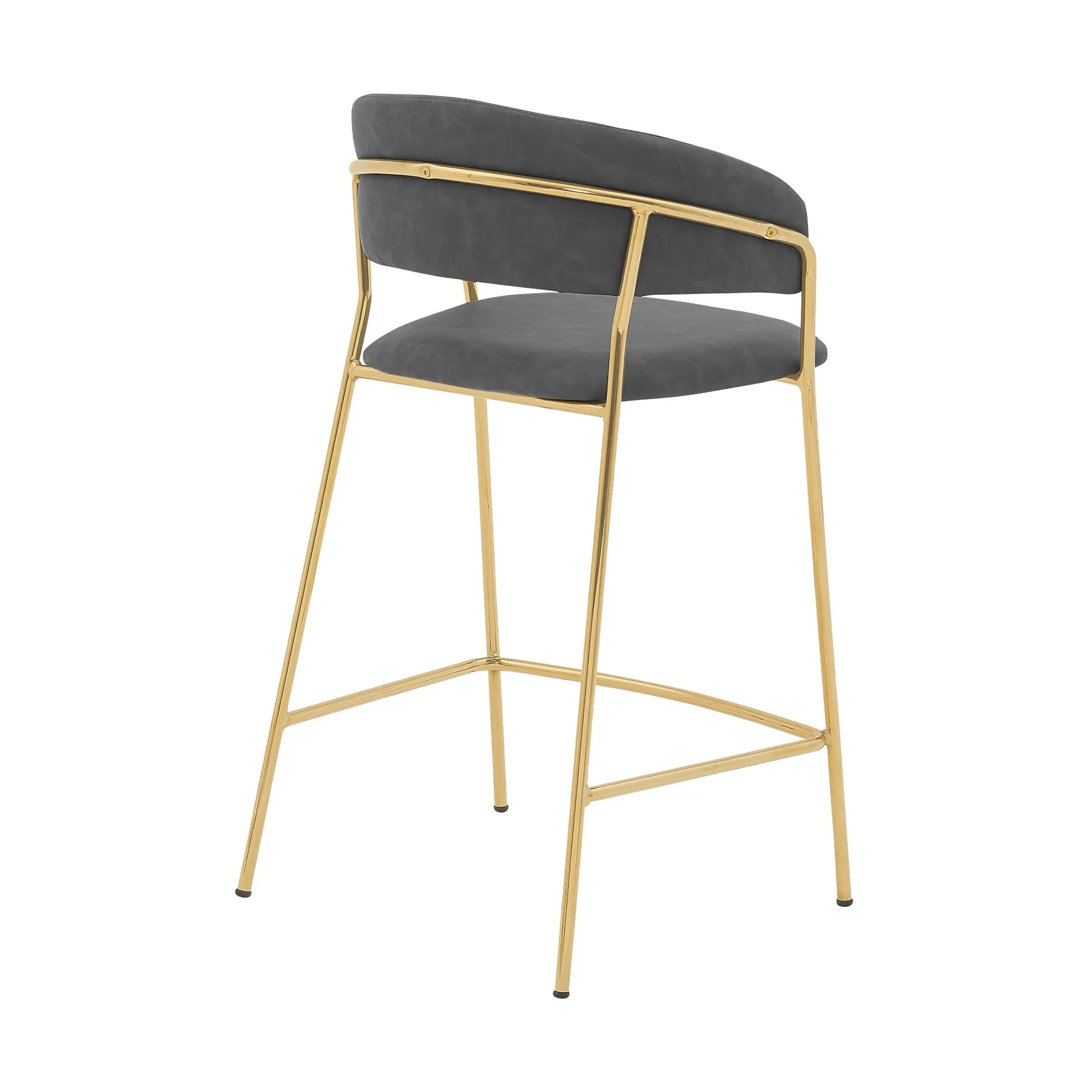 Nara 26" Gray Faux Leather and Metal Counter Height Barstool with Gold Frame - Image 3