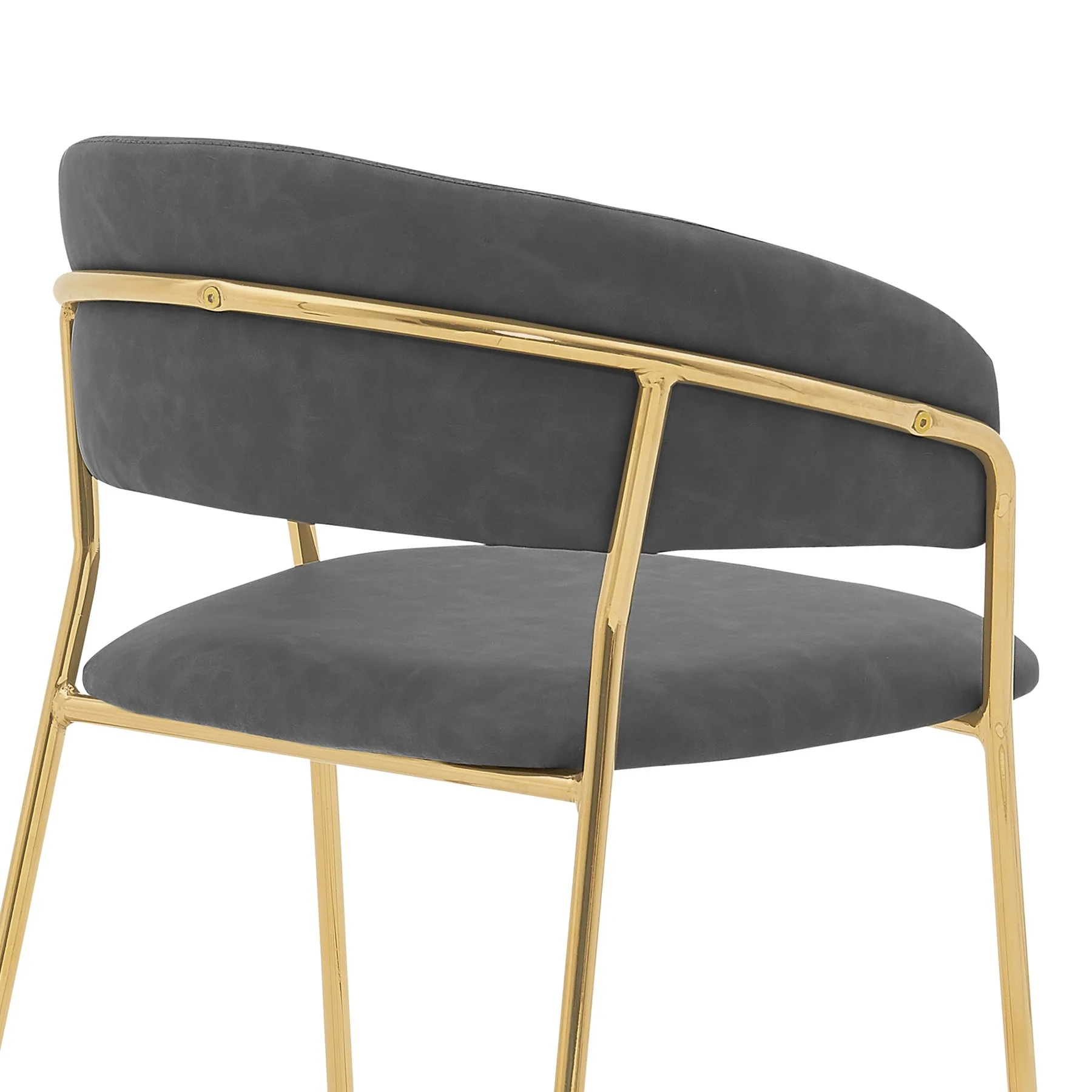 Nara 26" Gray Faux Leather and Metal Counter Height Barstool with Gold Frame - Image 5