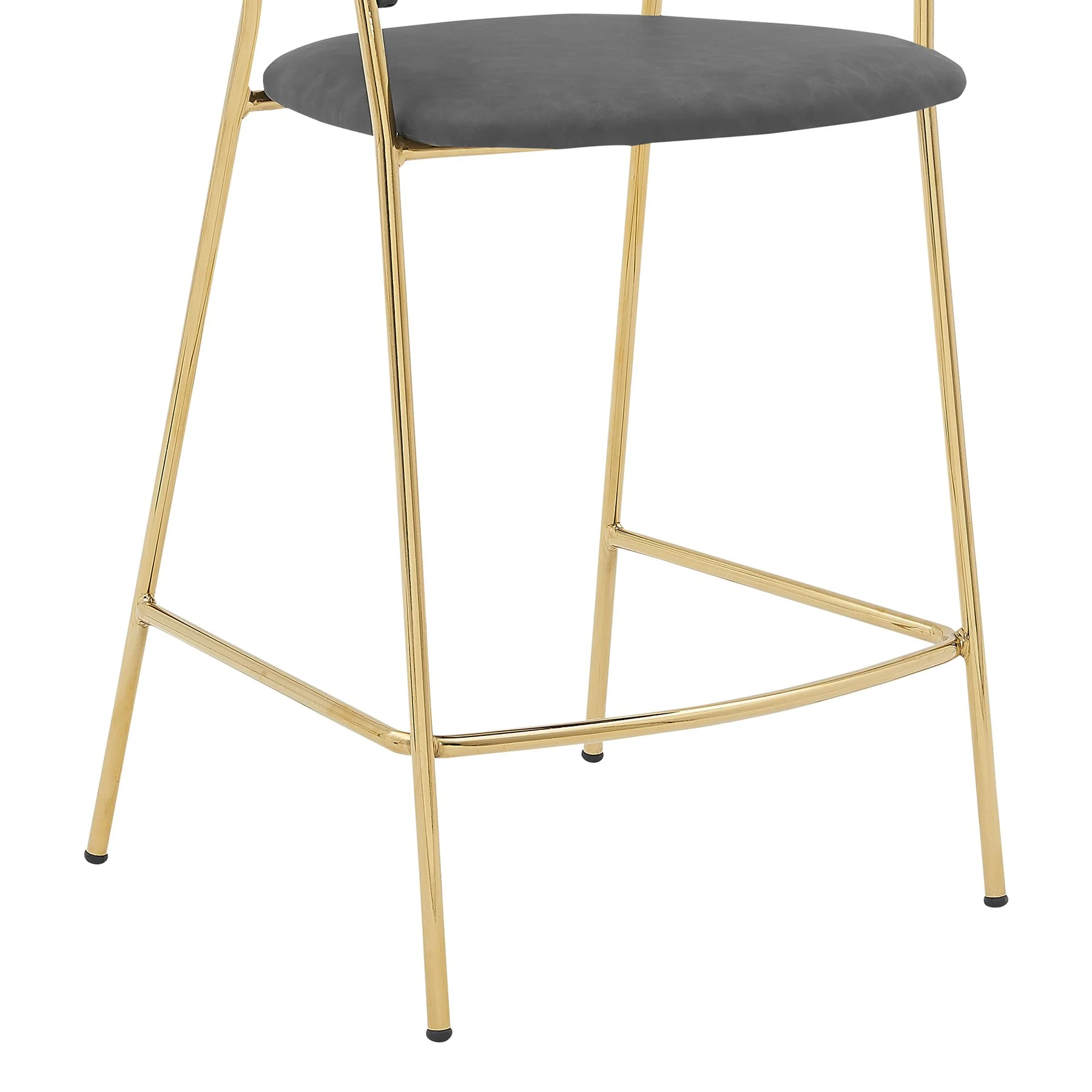 Nara 26" Gray Faux Leather and Metal Counter Height Barstool with Gold Frame - Image 6
