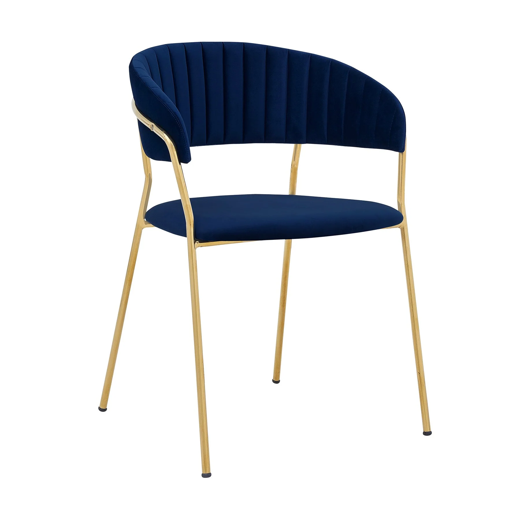 Nara Modern Blue Velvet and Gold Metal Leg Dining Room Chairs - Set of 2 - Image 2