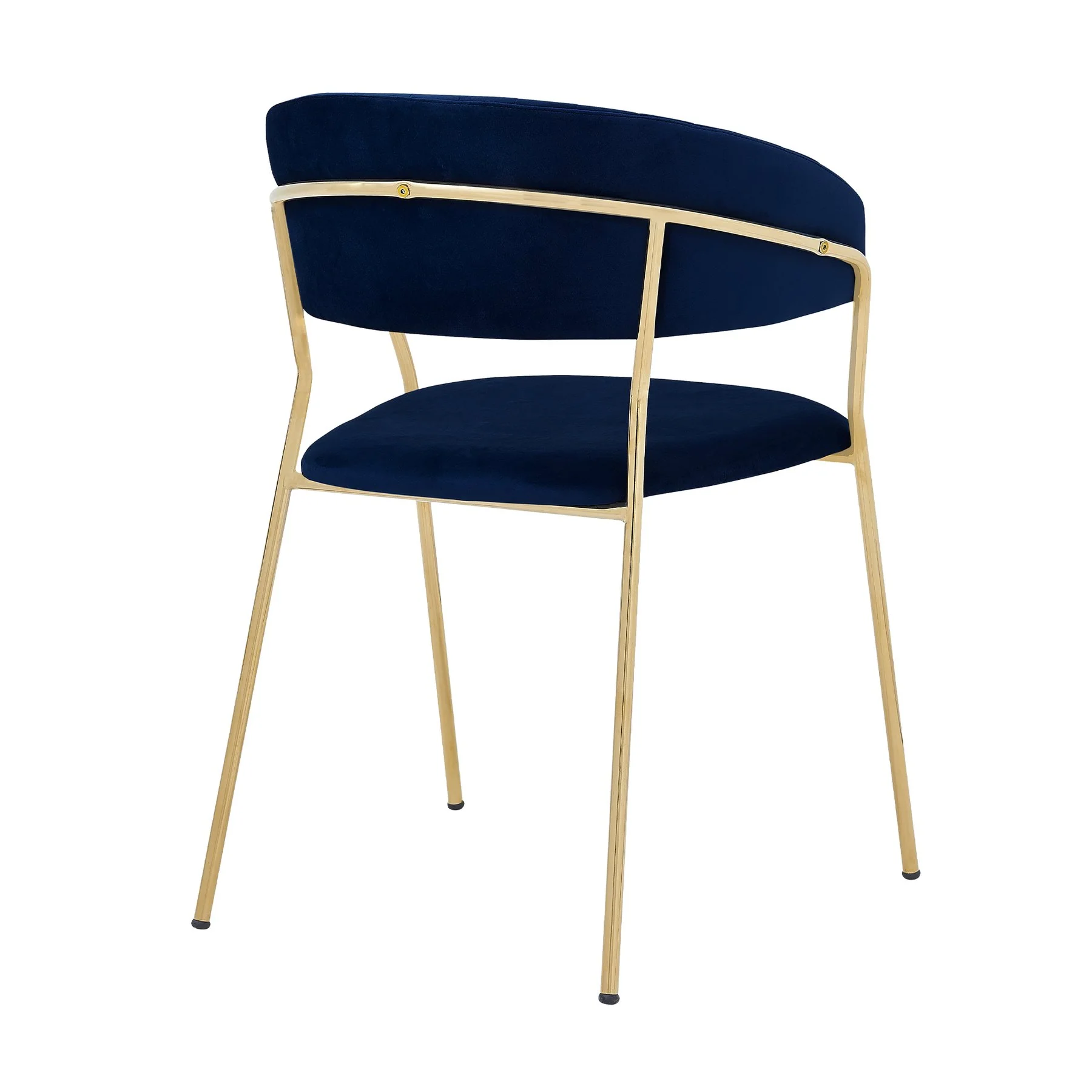 Nara Modern Blue Velvet and Gold Metal Leg Dining Room Chairs - Set of 2 - Image 4