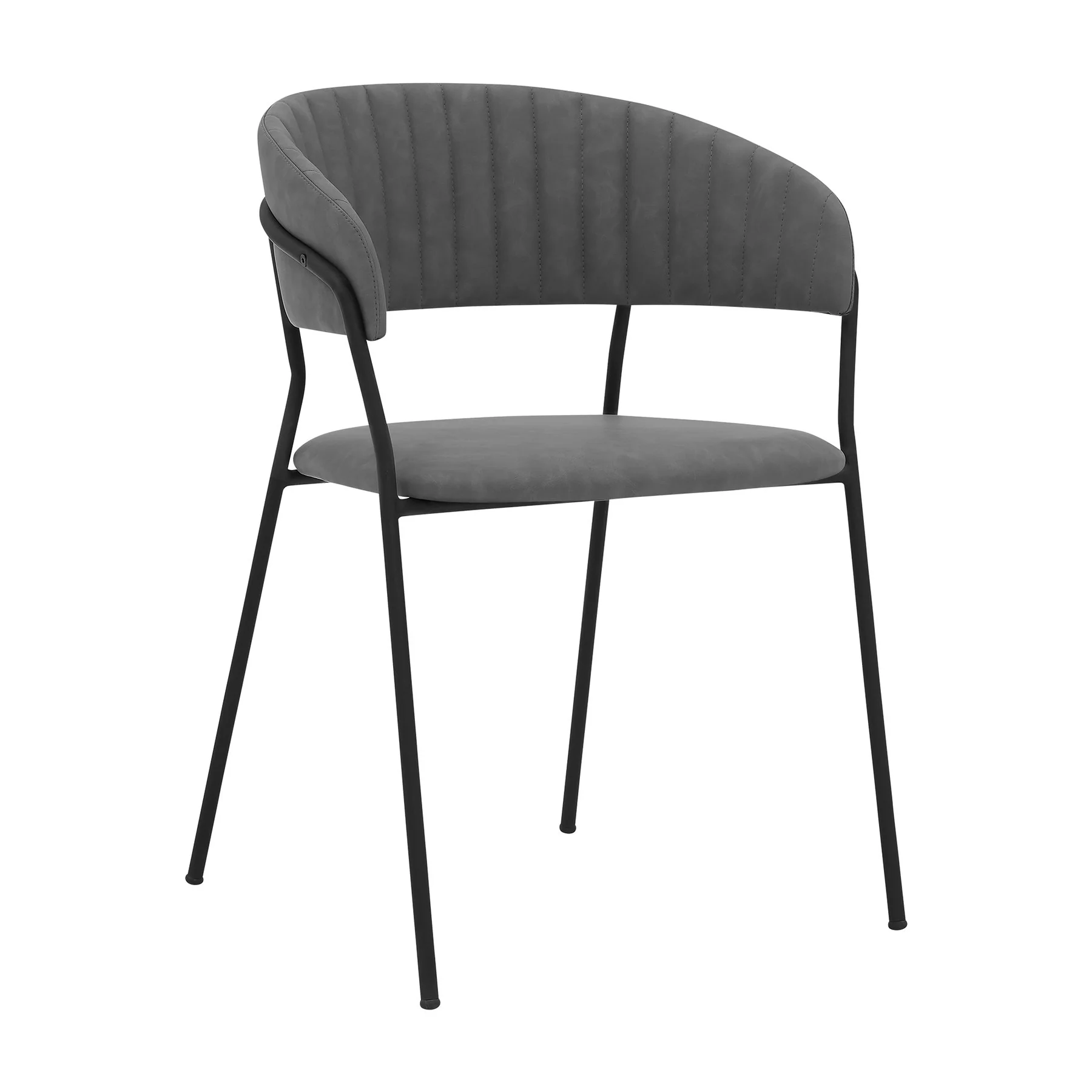 Nara Modern Gray Faux Leather and Metal Dining Room Chairs - Set of 2 - Image 2