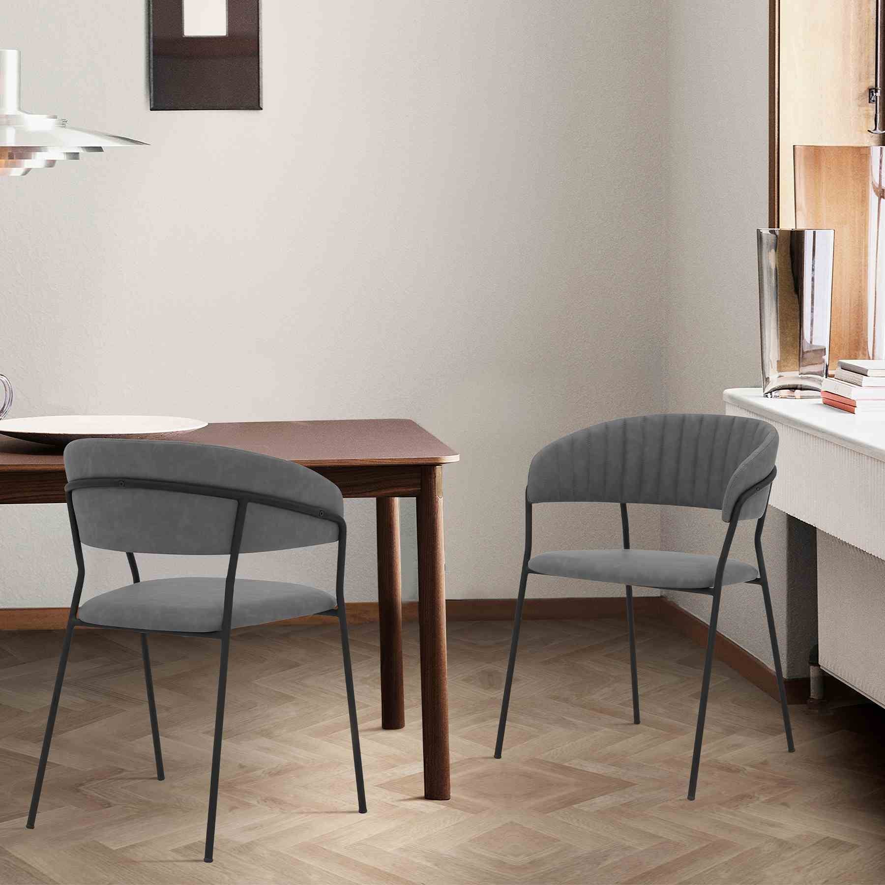 Nara Modern Gray Faux Leather and Metal Dining Room Chairs - Set of 2 - Image 9