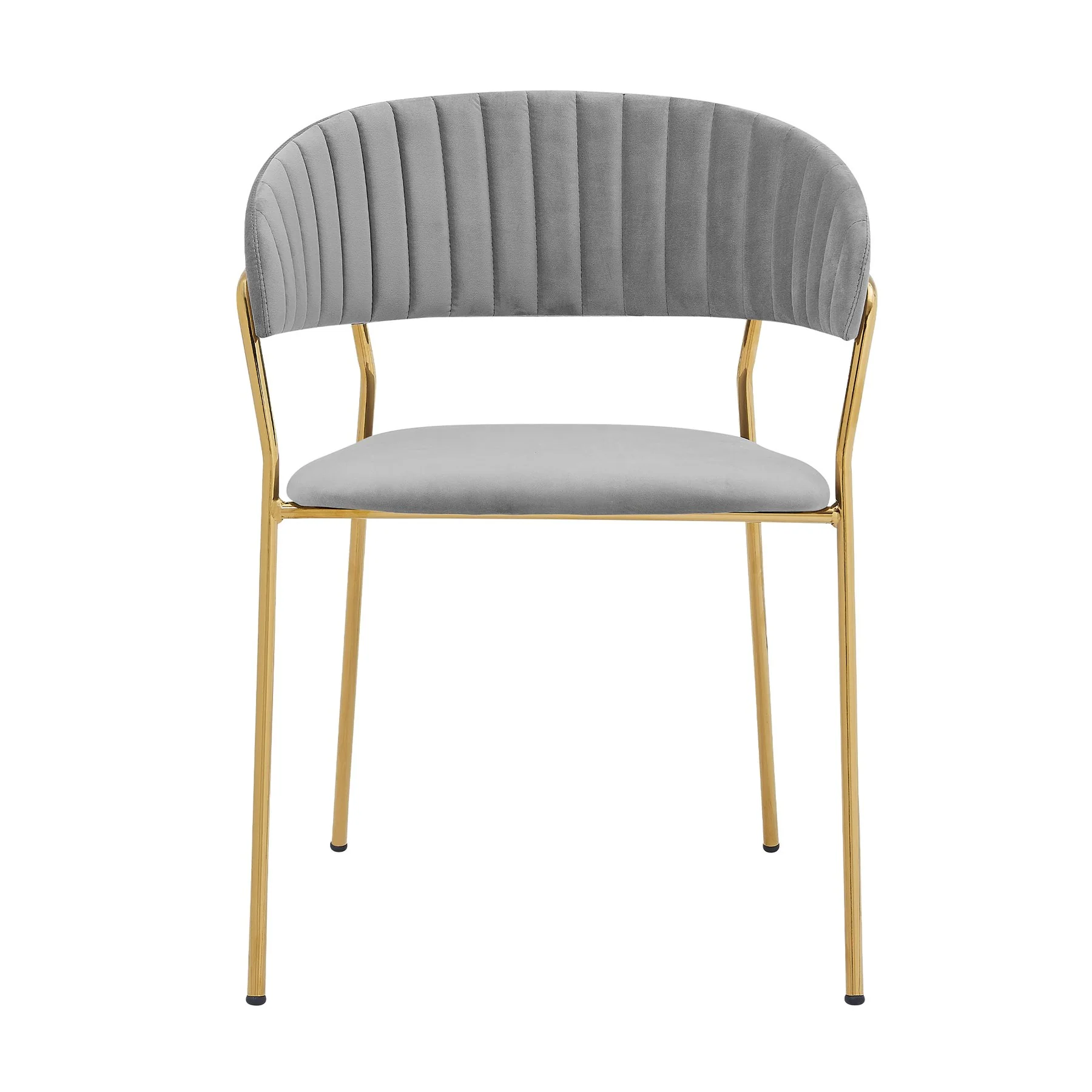 Nara Modern Gray Velvet and Gold Metal Leg Dining Room Chairs - Set of 2 - Image 3