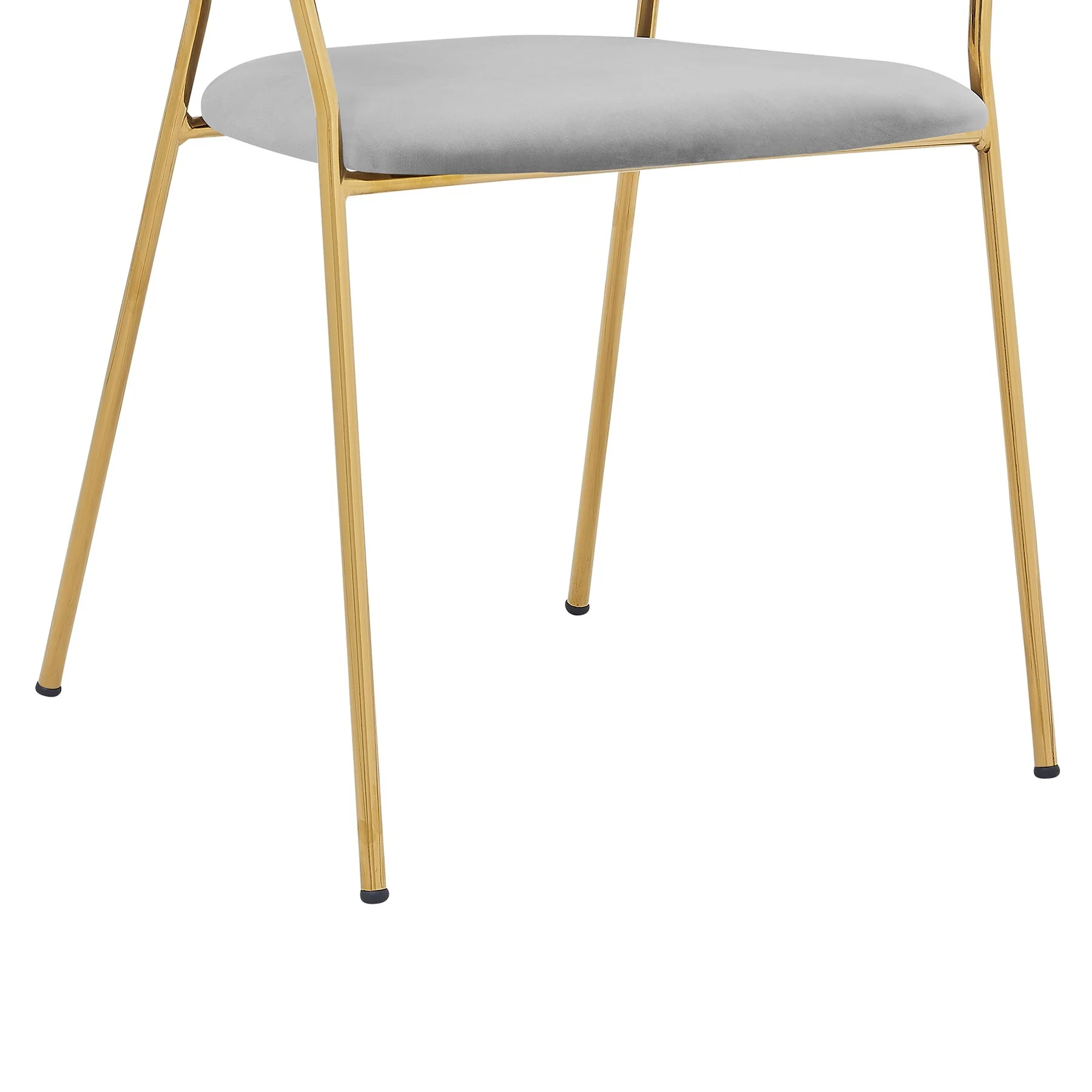 Nara Modern Gray Velvet and Gold Metal Leg Dining Room Chairs - Set of 2 - Image 7