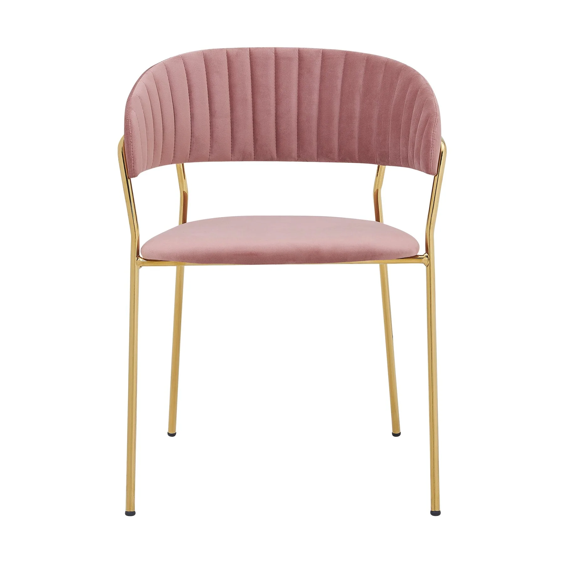 Nara Modern Pink Velvet and Gold Metal Leg Dining Room Chairs - Set of 2 - Image 3