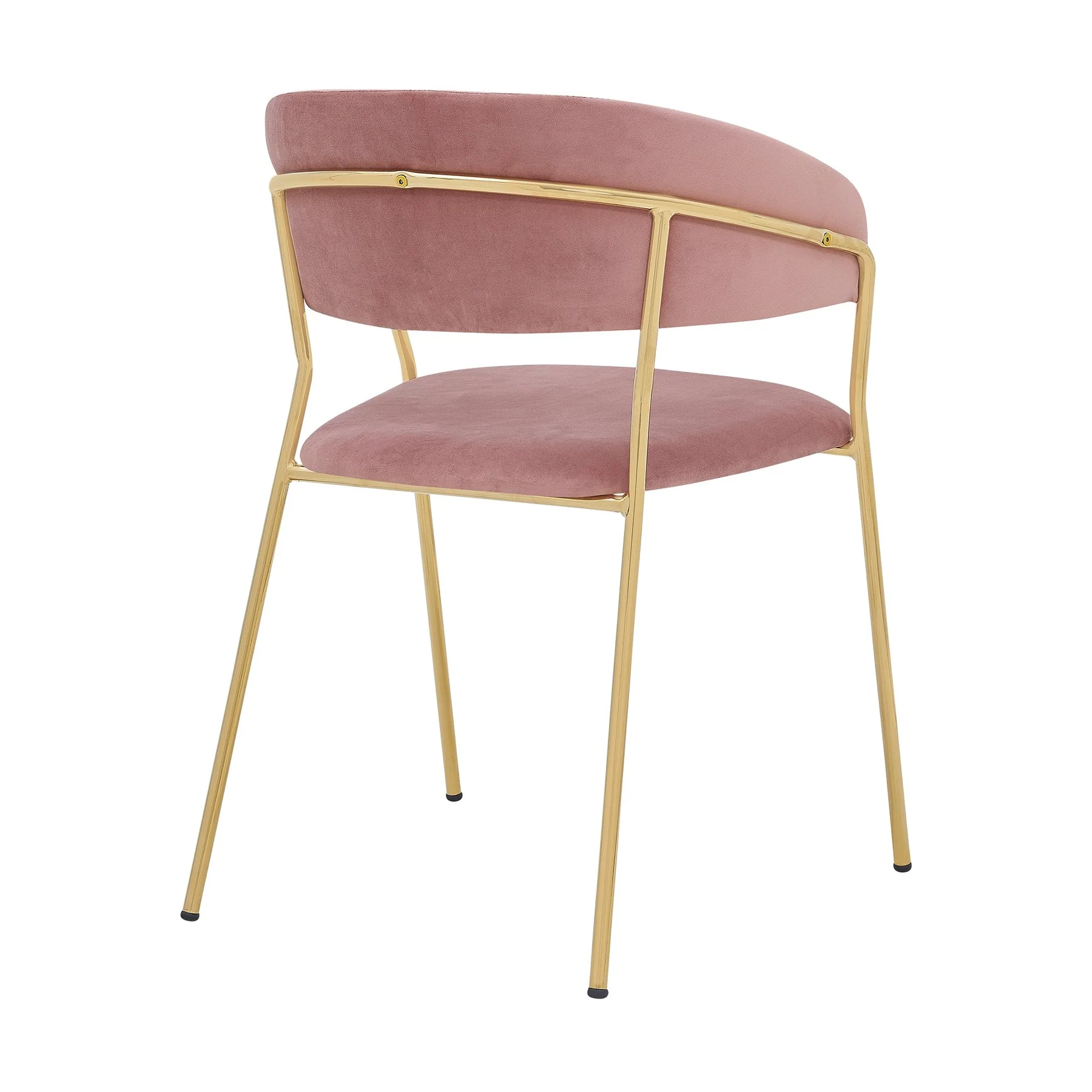 Nara Modern Pink Velvet and Gold Metal Leg Dining Room Chairs - Set of 2 - Image 4