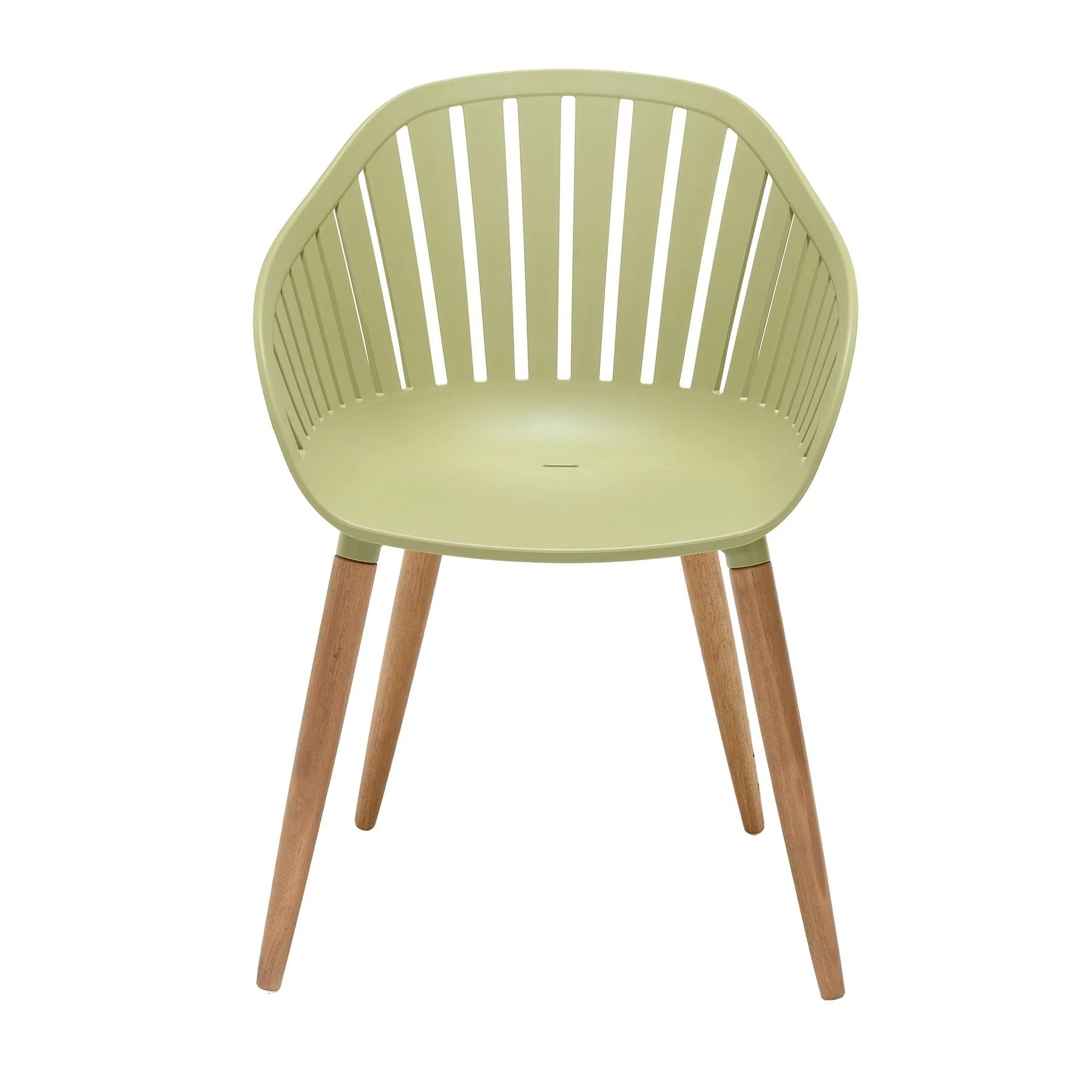 Nassau 5 piece Outdoor Dining Set in Natural Wood Finish Table and Sage Green Arm Chairs - Image 2