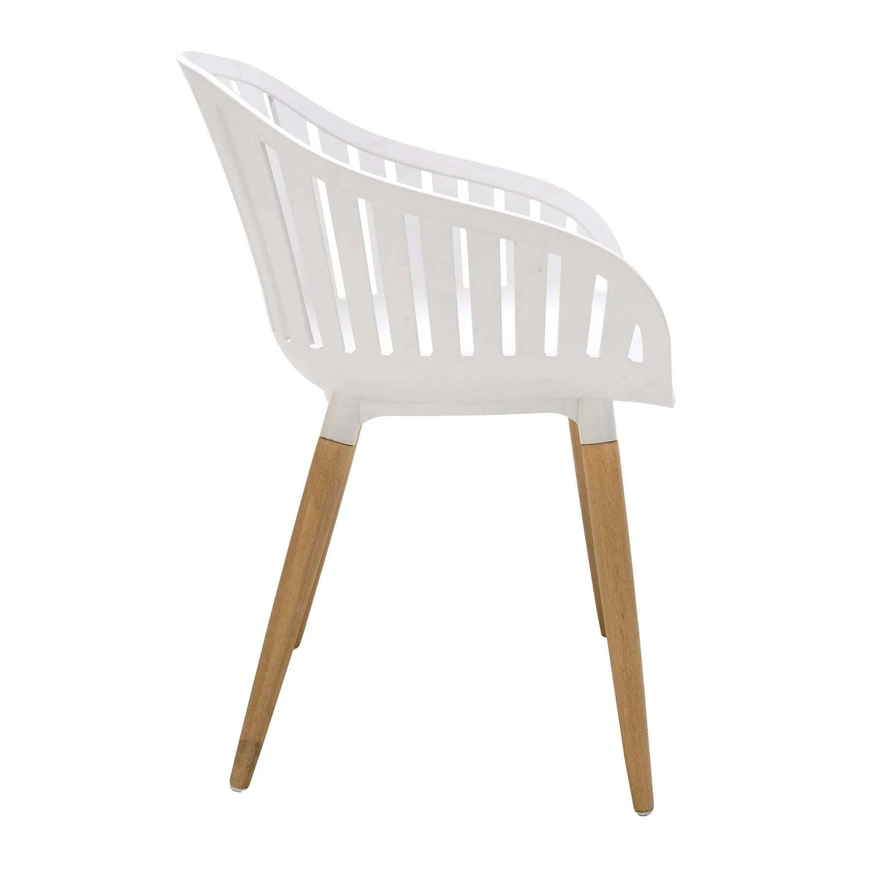 Nassau 5 piece Outdoor Dining Set in Natural Wood Finish Table and Sand Taupe Arm Chairs - Image 3