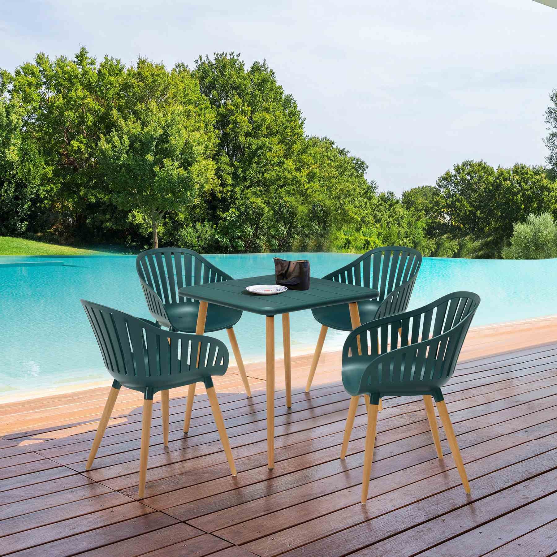 Nassau Outdoor 5 Piece Green Eucalyptus Dining Set - Image 8
