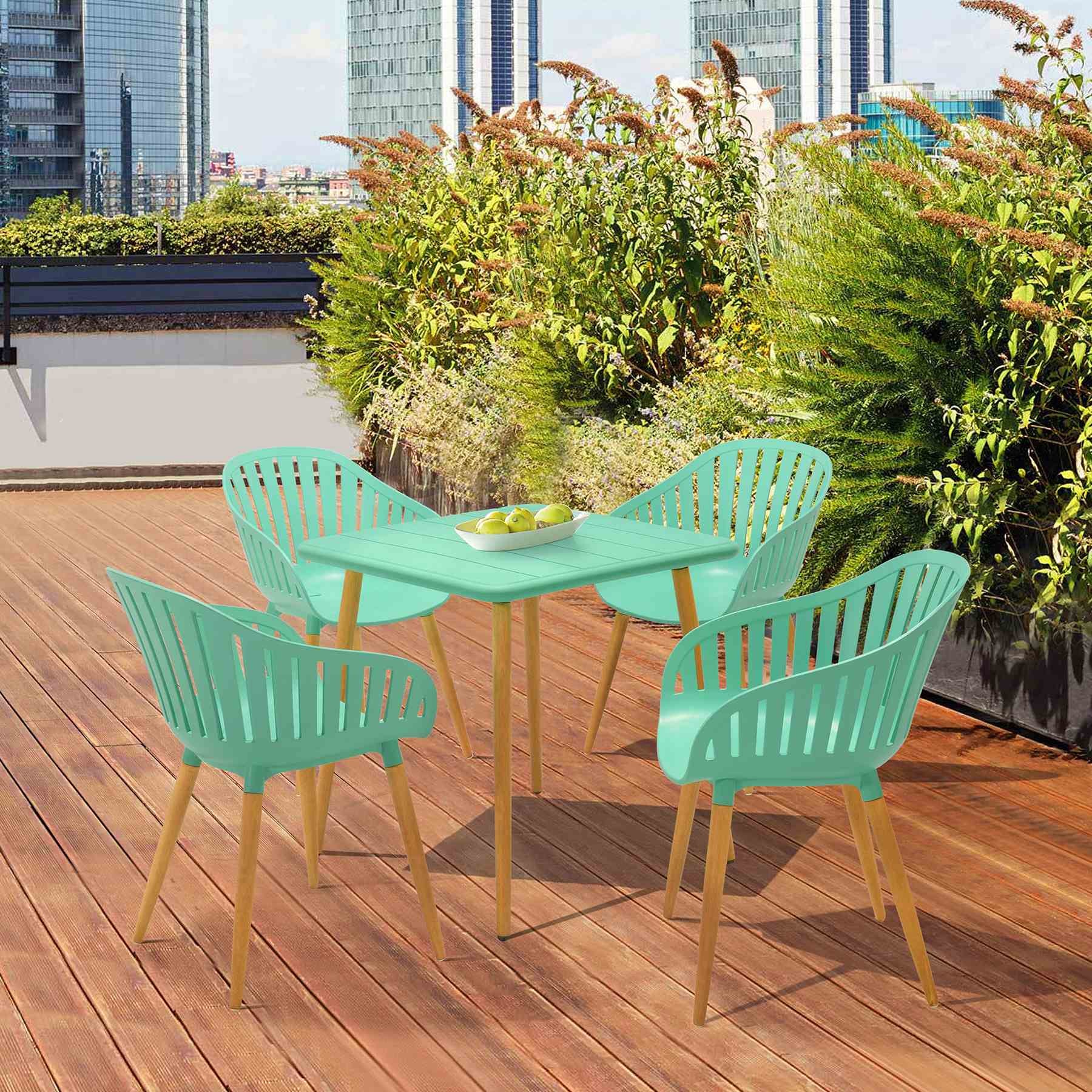 Nassau Outdoor 5 Piece Mint Eucalyptus Dining Set - Image 8