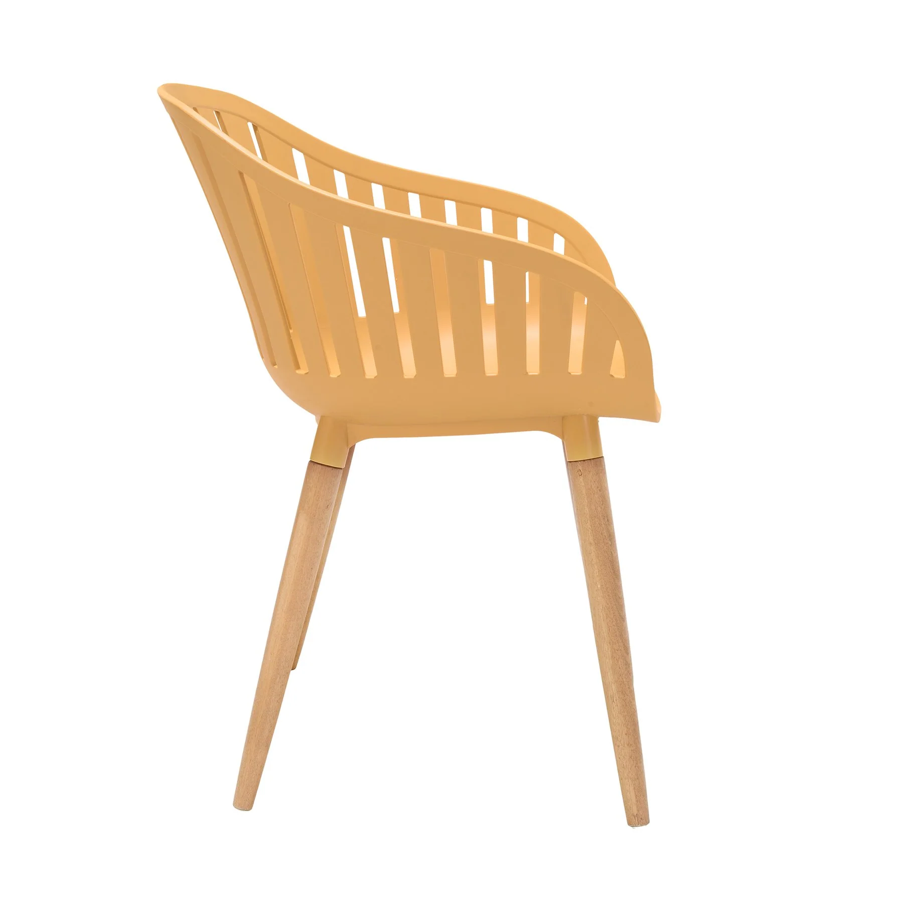 Nassau Outdoor Arm Dining Chairs in Honey Yellow Finish with Wood legs- Set of 2 - Image 3