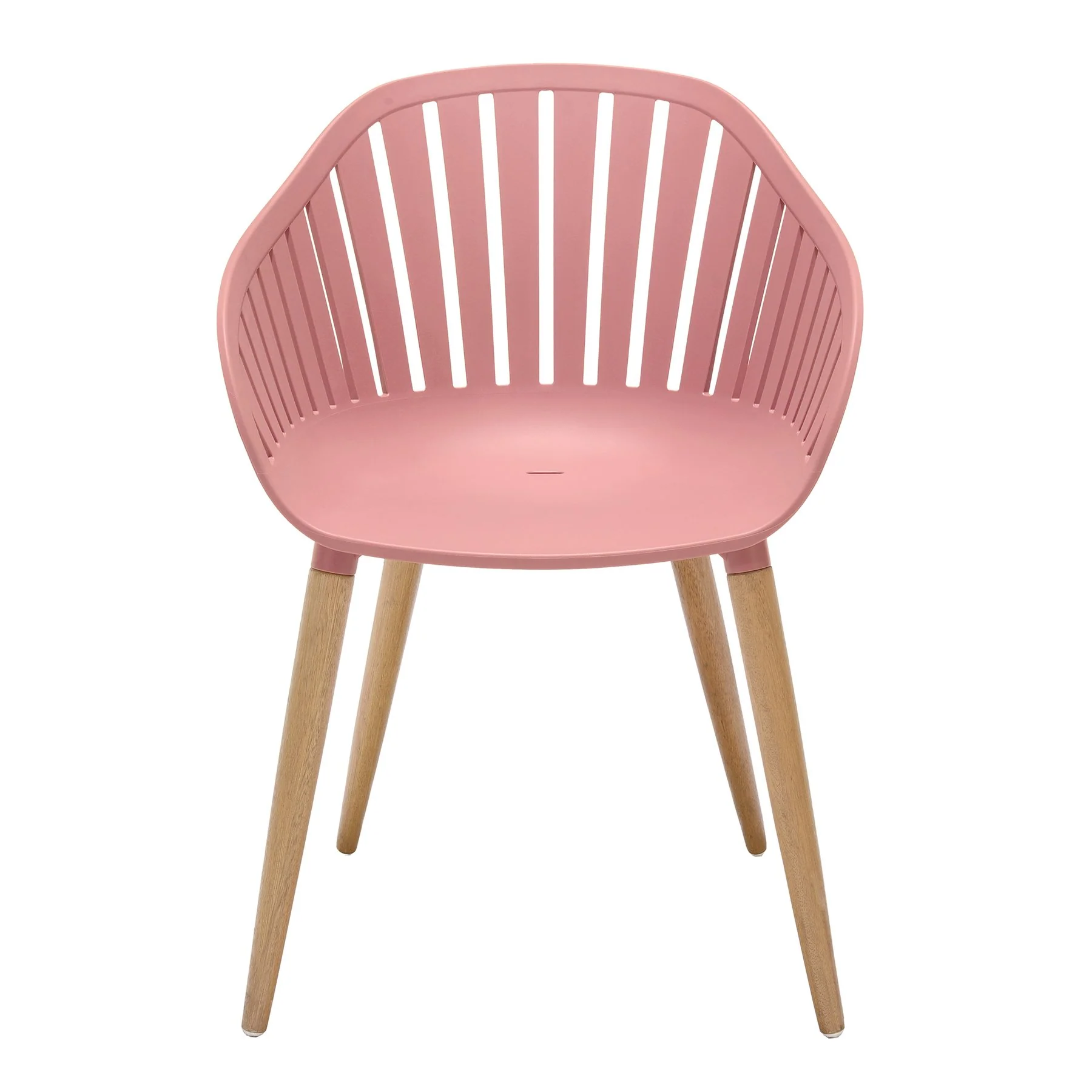 Nassau Outdoor Arm Dining Chairs in Pink Peony Finish with Wood legs- Set of 2 - Image 2