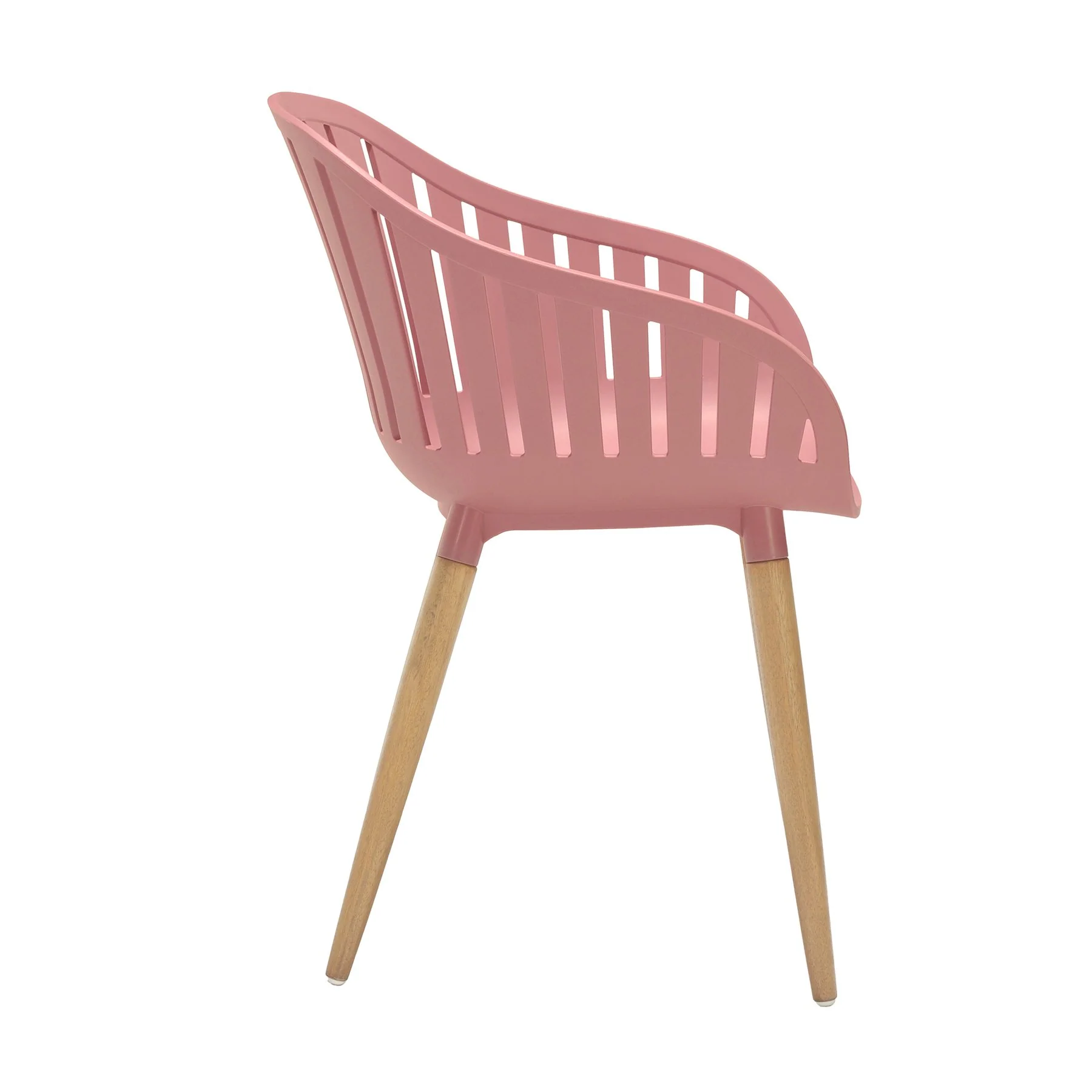Nassau Outdoor Arm Dining Chairs in Pink Peony Finish with Wood legs- Set of 2 - Image 3