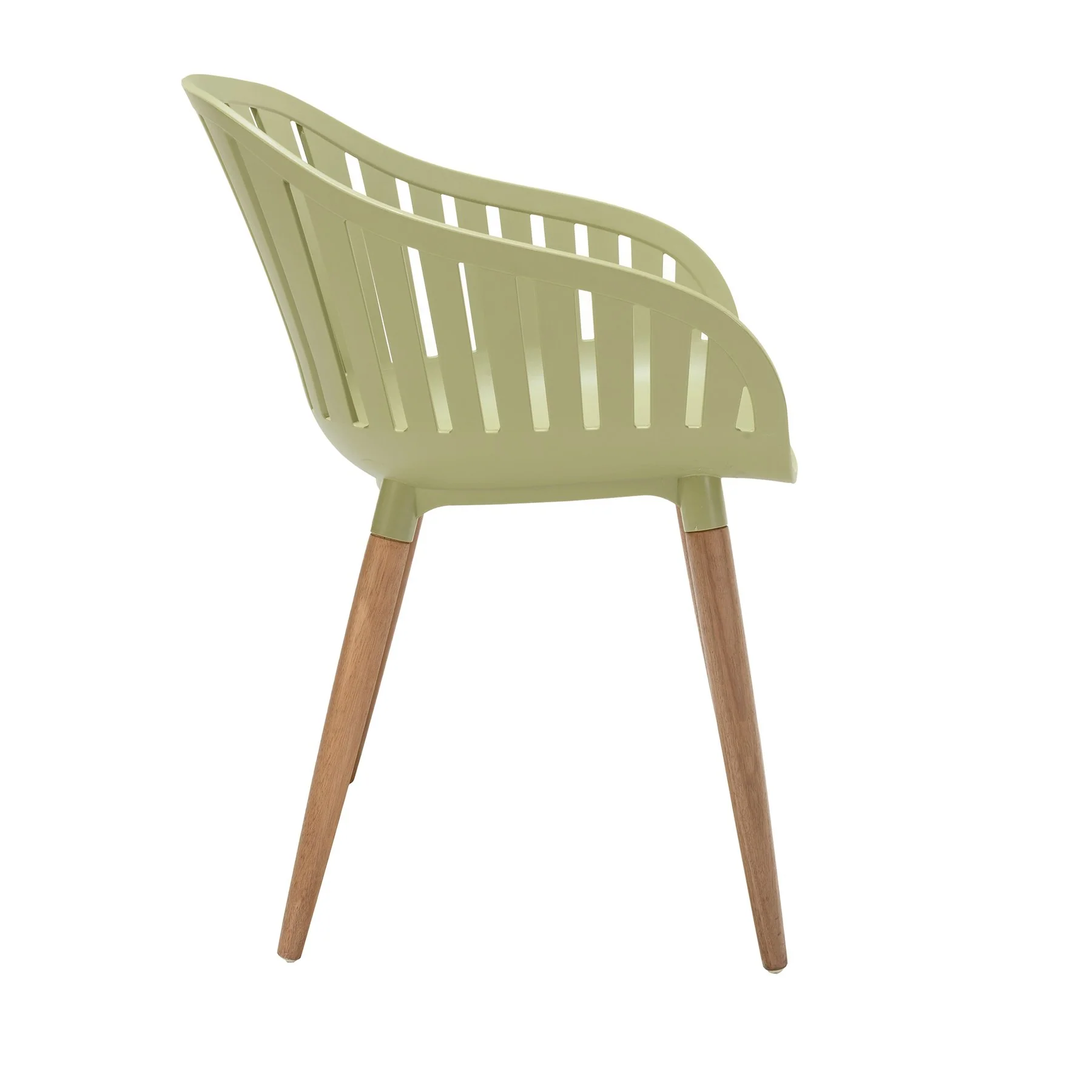 Nassau Outdoor Arm Dining Chairs in Sage Green Finish with Wood legs- Set of 2 - Image 3
