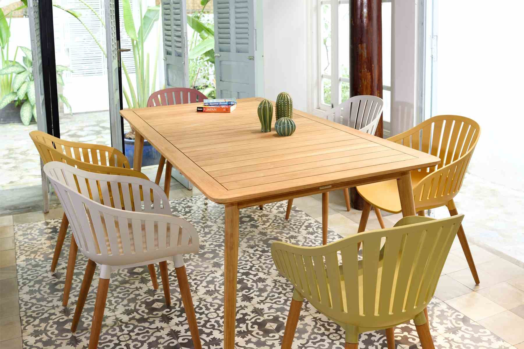 Nassau Outdoor Arm Dining Chairs in Sage Green Finish with Wood legs- Set of 2 - Image 7