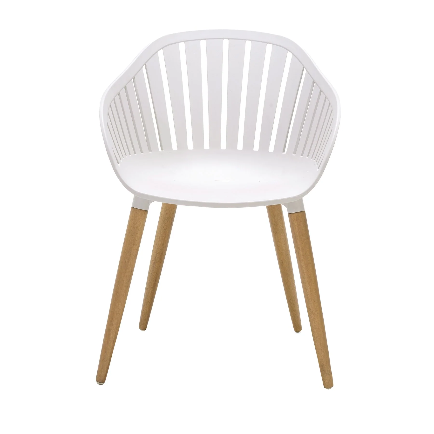 Nassau Outdoor Arm Dining Chairs in Sand Taupe Finish with Wood legs- Set of 2 - Image 2