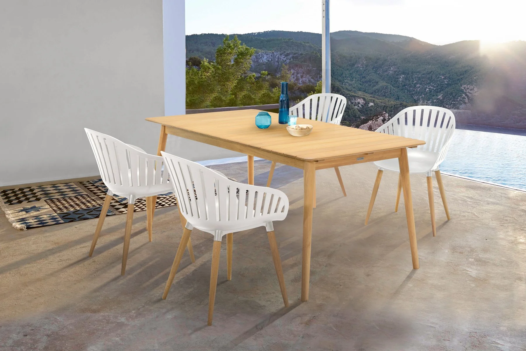 Nassau Outdoor Arm Dining Chairs in Sand Taupe Finish with Wood legs- Set of 2 - Image 6