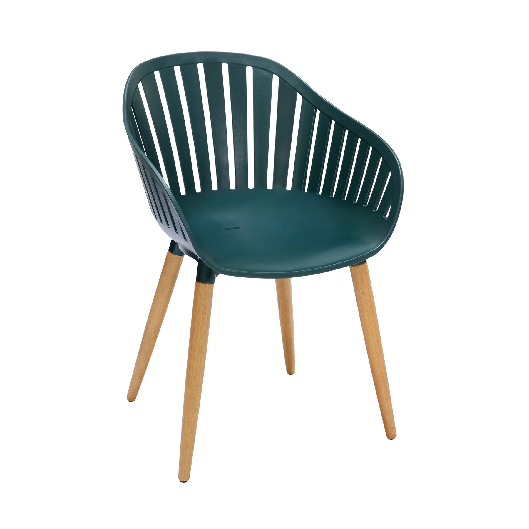 Nassau Outdoor Green Dining Chair with Eucalyptus Wood Legs - Set of 2 - Image 2