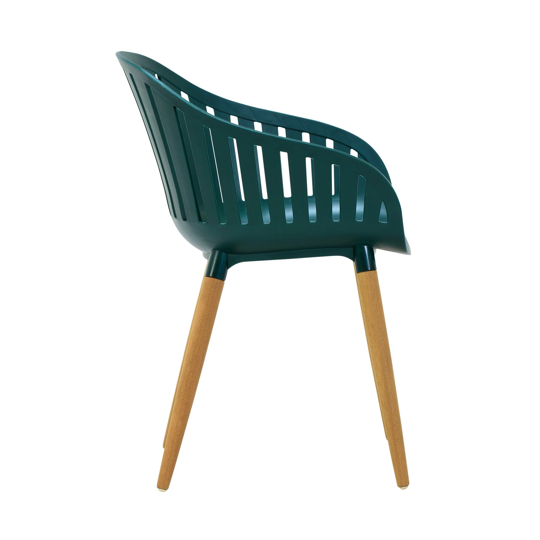 Nassau Outdoor Green Dining Chair with Eucalyptus Wood Legs - Set of 2 - Image 4