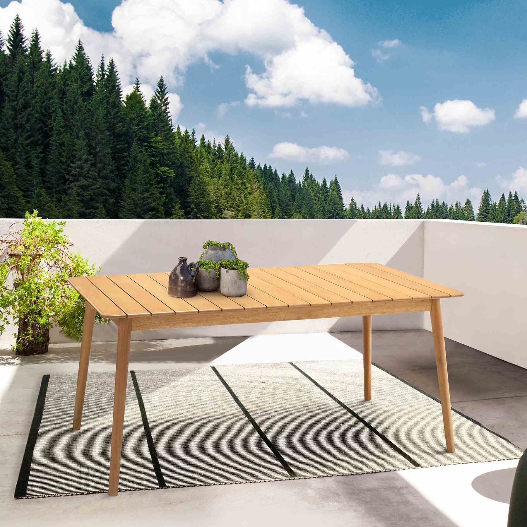 Nassau Outdoor Rectangle Dining Table in Natural Wood Finish - Image 6