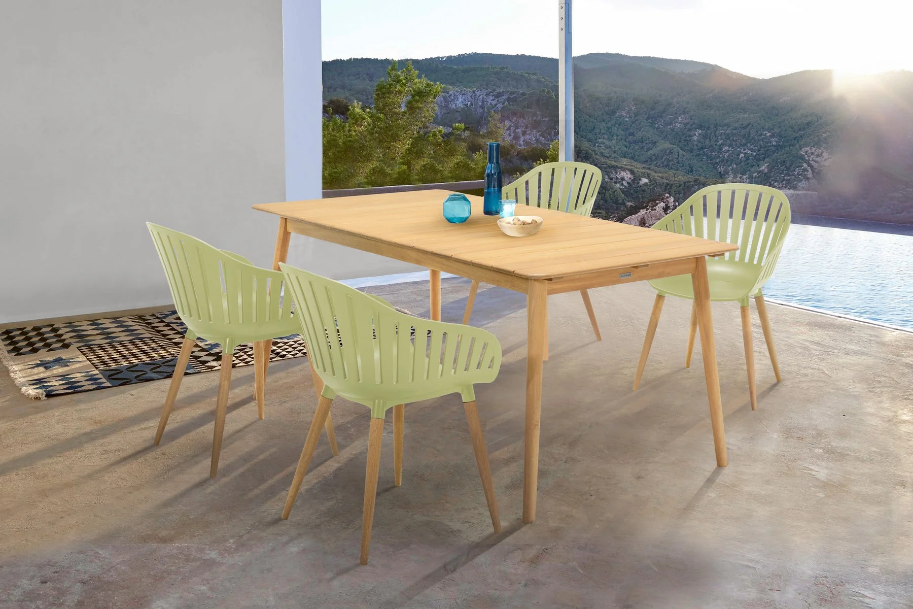 Nassau Outdoor Rectangle Dining Table in Natural Wood Finish - Image 7