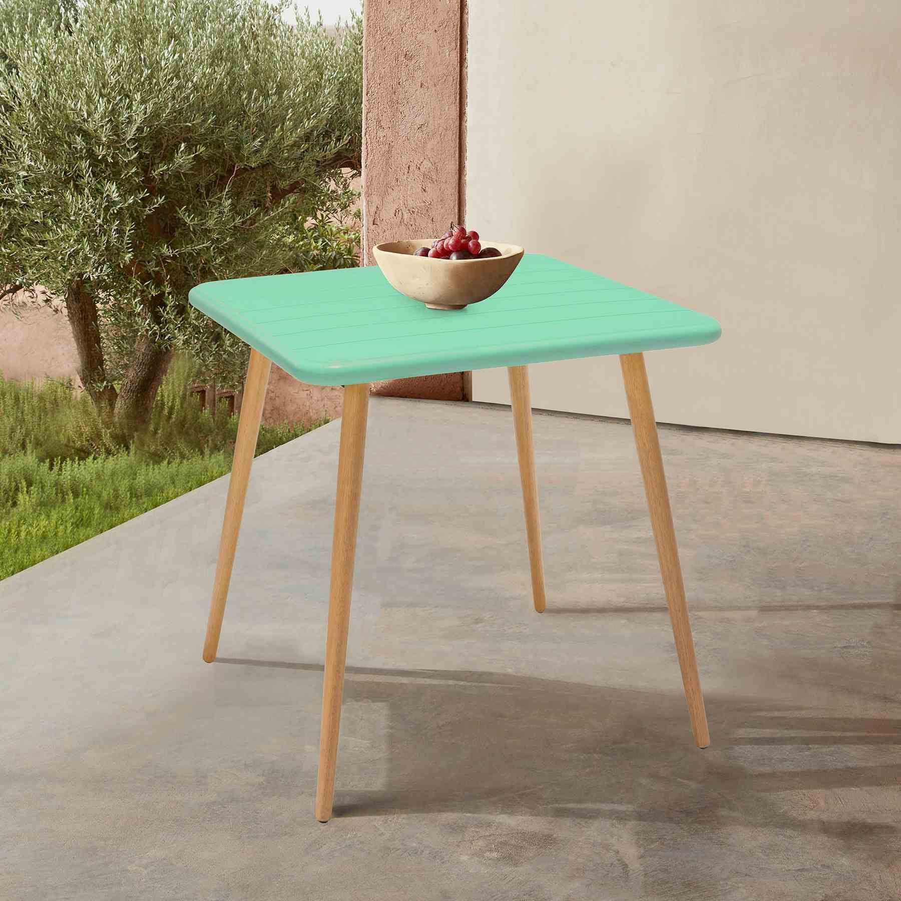 Nassau Square Outdoor Mint Green Eucalyptus Dining Table - Image 5