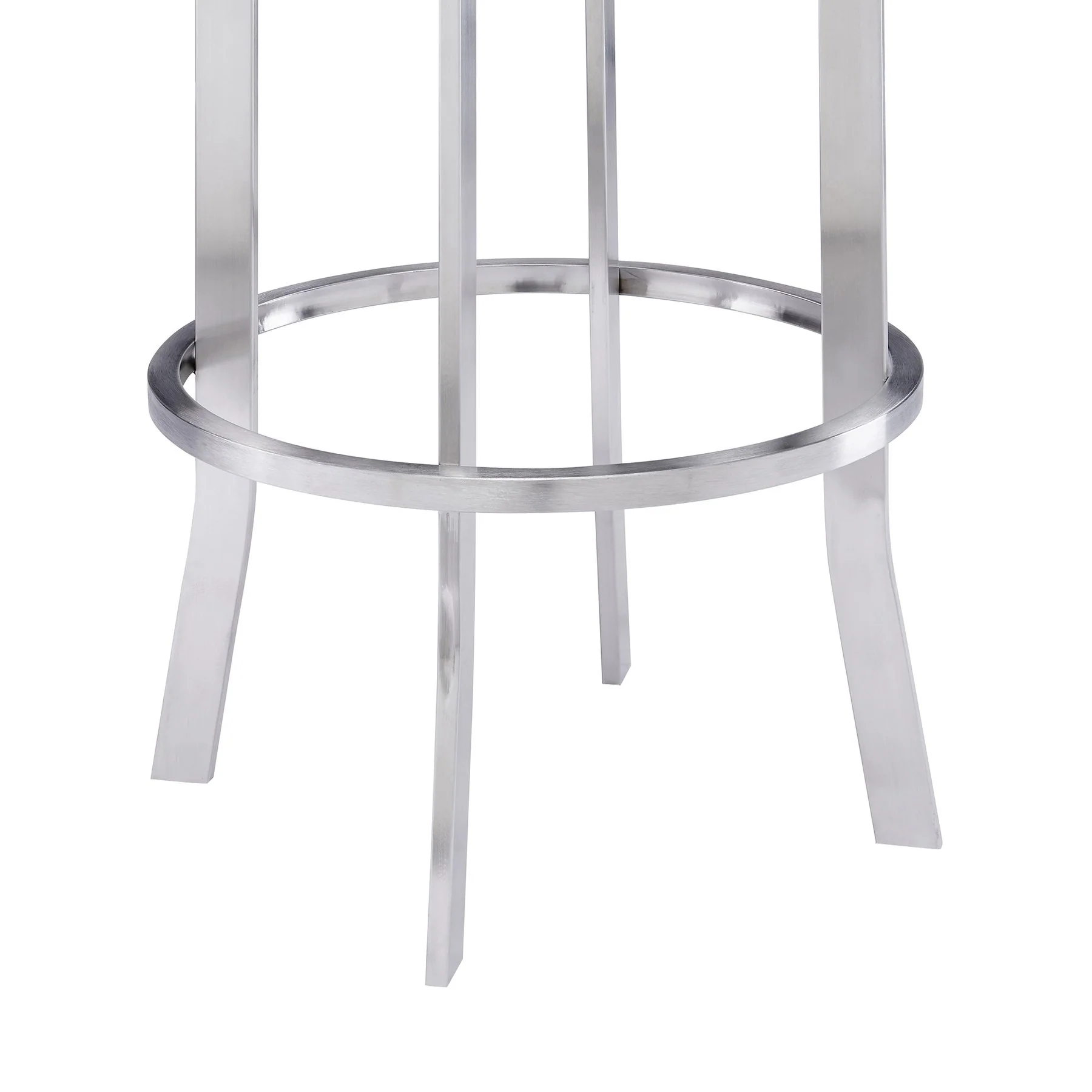 Natalie 26" Counter Height Vintage Gray Faux Leather Upholstery and Brushed Stainless Steel Bar Stool - Image 7