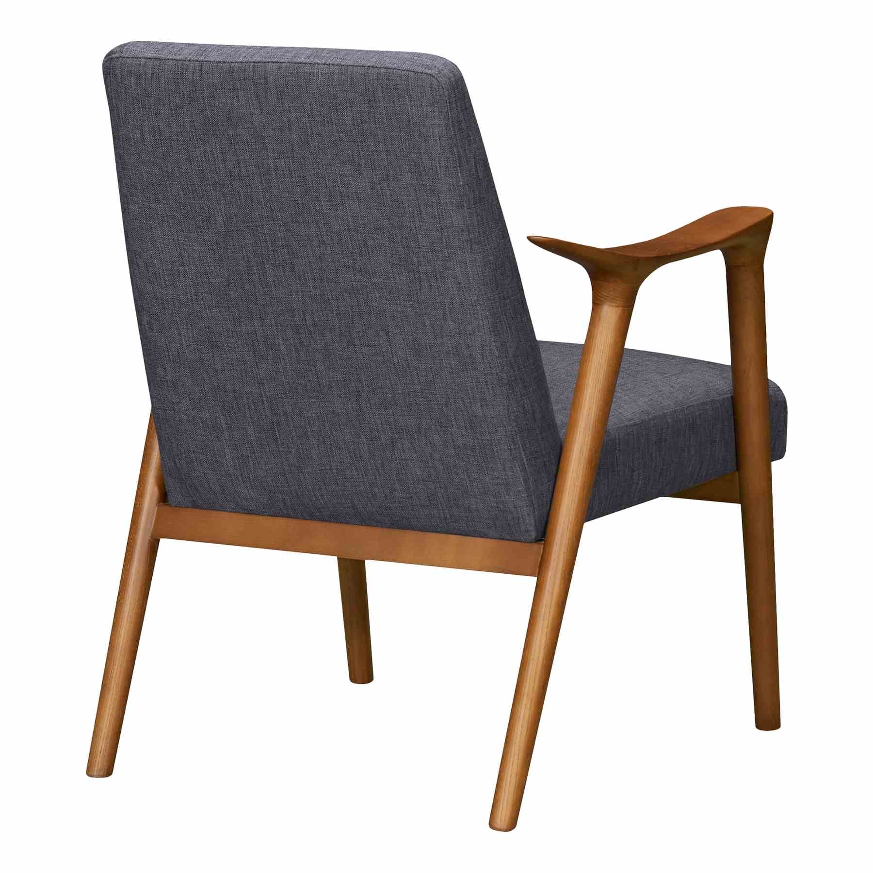 Nathan Mid-Century Accent Chair in Champagne Ash Wood Finish and Dark Gray Fabric - Image 3