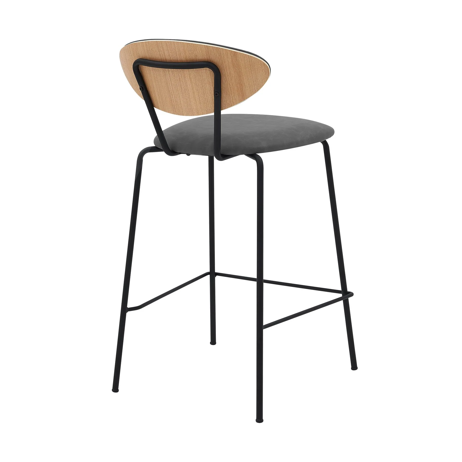 Neo 26" Gray Faux Leather and Metal Counter Height Bar Stool - Image 3