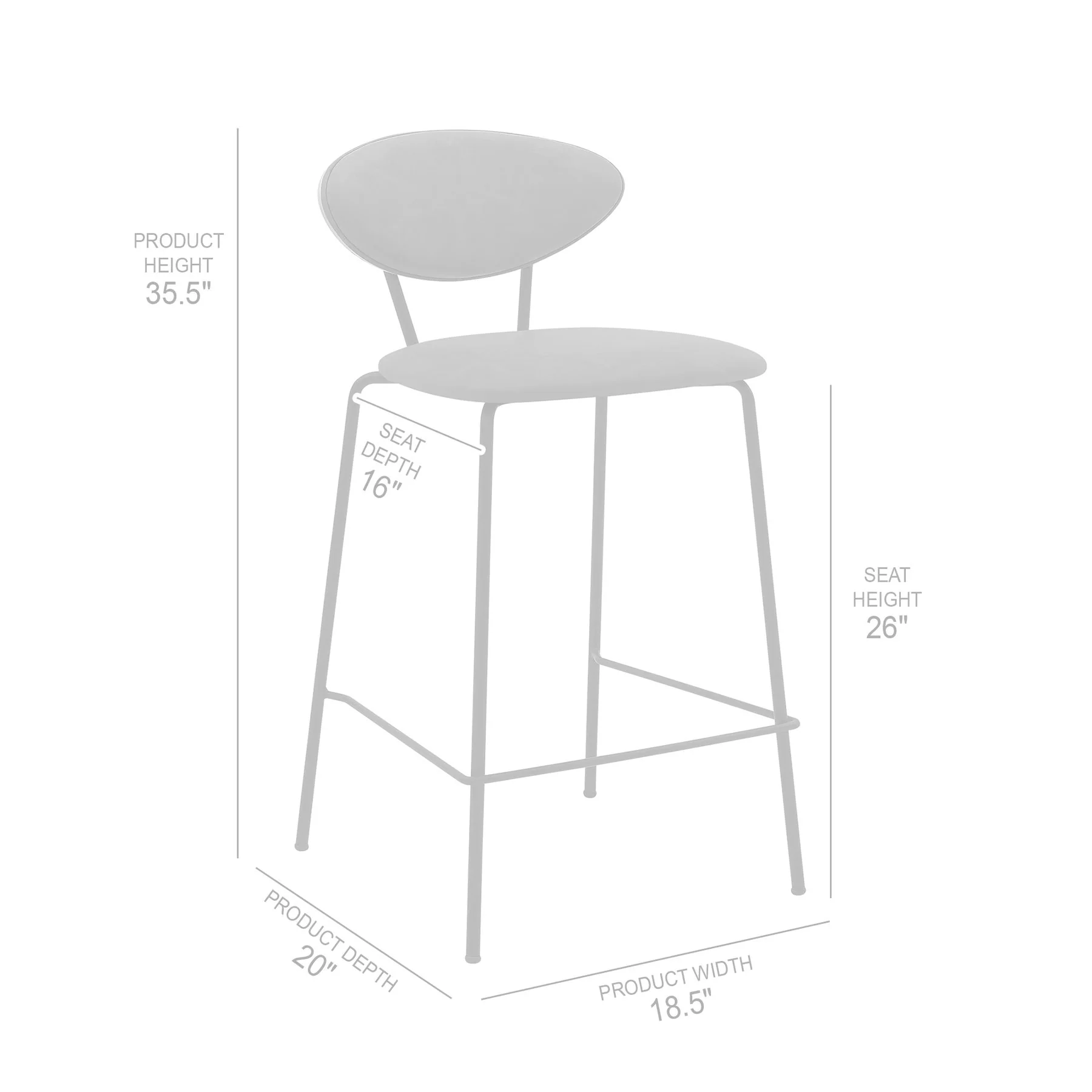 Neo 26" Gray Faux Leather and Metal Counter Height Bar Stool - Image 7